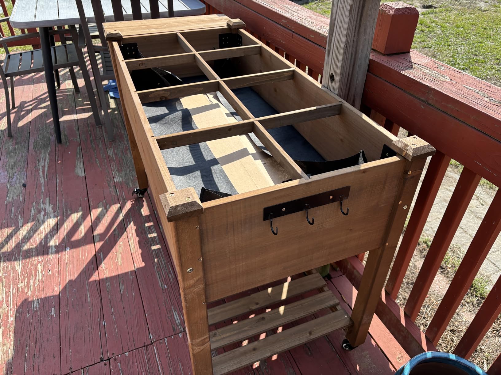 ketive Raised Garden Bed with Lockable Wheels Mobile Elevated Wood Planter,Storage Shelf, Protective Liner,55.5x24x32in (Brown) customer photo 2