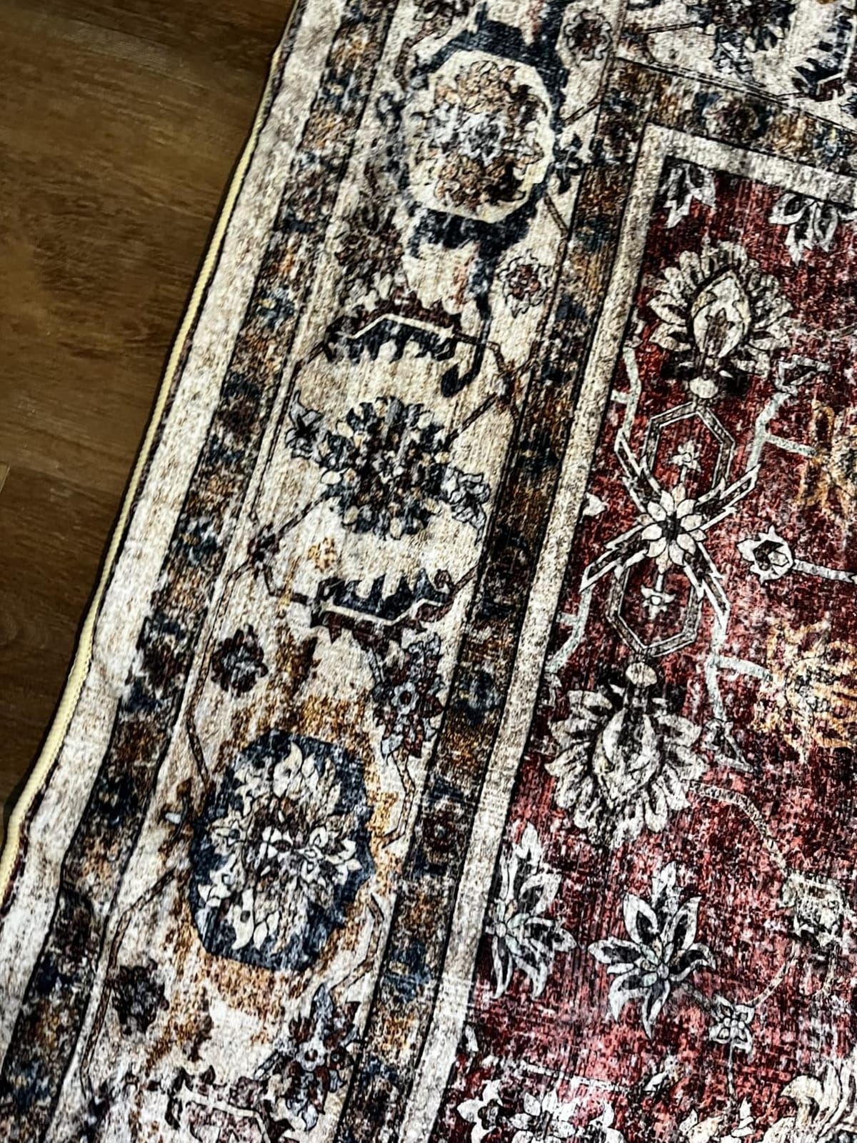 CHAMPLANT 5x7 Washable Area Rug Gray Vintage Traditional Floor Cover Foldable Thin Kitchen Accent Indoor Distressed Non Slip Carpet Floral Print Mat Bedroom Living Room Bathroom customer photo 2