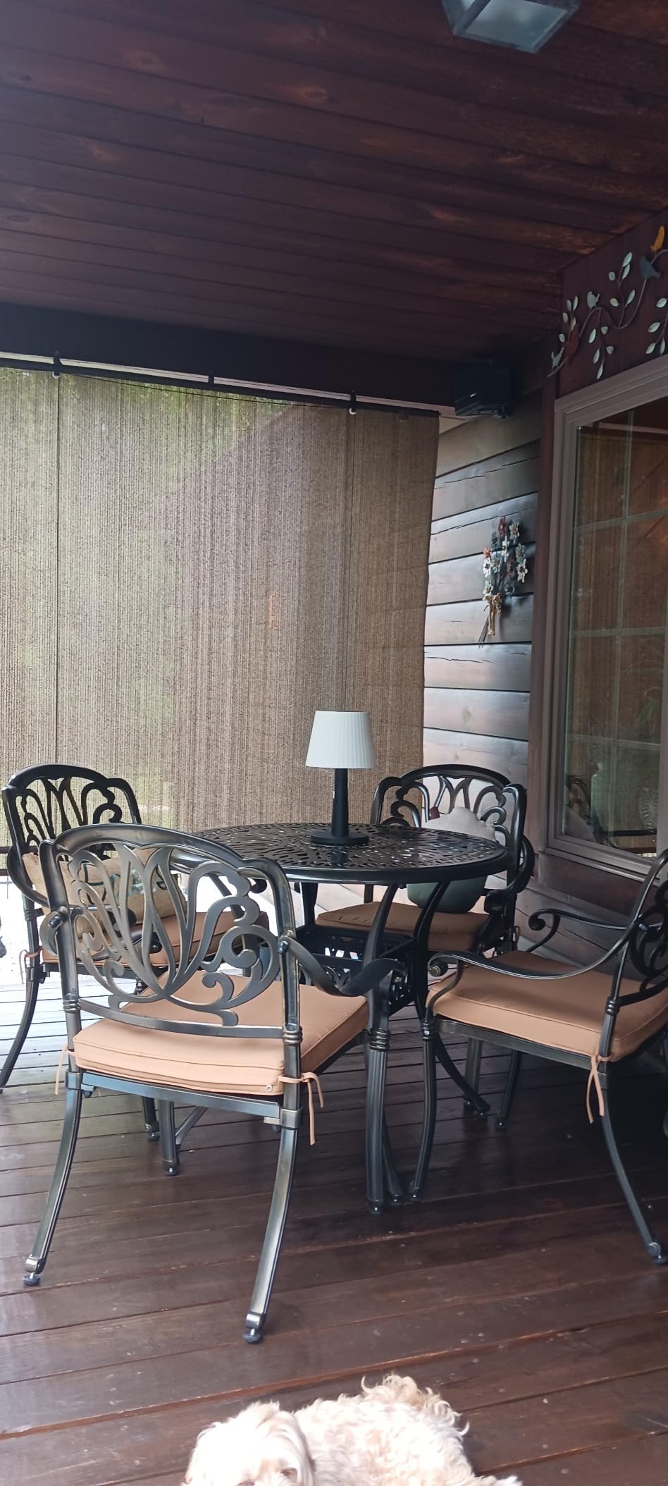VIVIJASON 5-Piece Patio Swivel Bar Stools Set, All Weather Cast Aluminum Outdoor Bar Height Bistro Set with 4 Cushioned Bar Chairs & 38.5