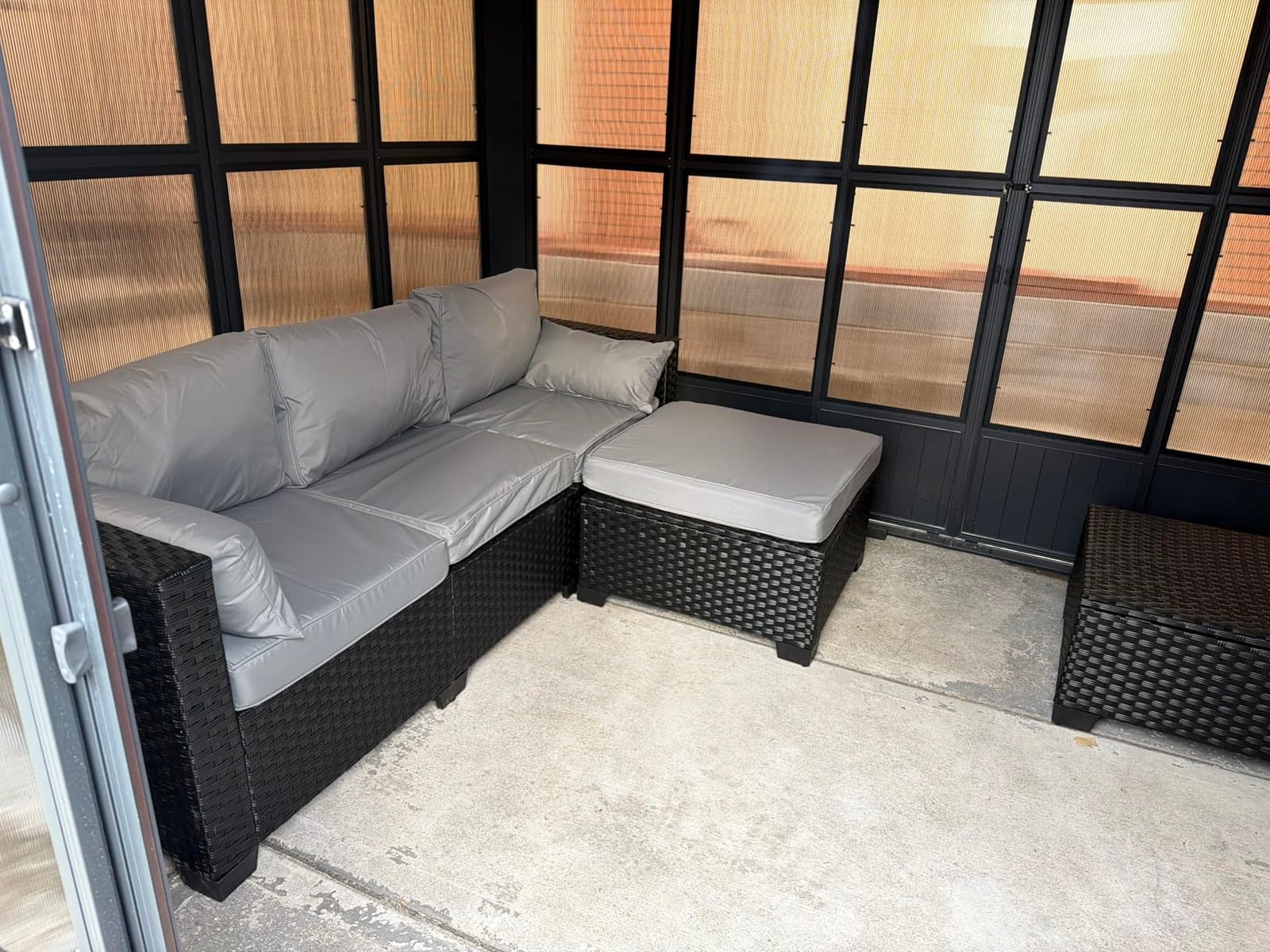 Rattaner 3 Pieces Patio Furniture Set Outdoor Sectional Wicker Patio Furniture Patio Couch with Ottoman and Outdoor Storage Table All-Weather Anti-Slip Cushions Waterproof Covers, Light Grey customer photo 1