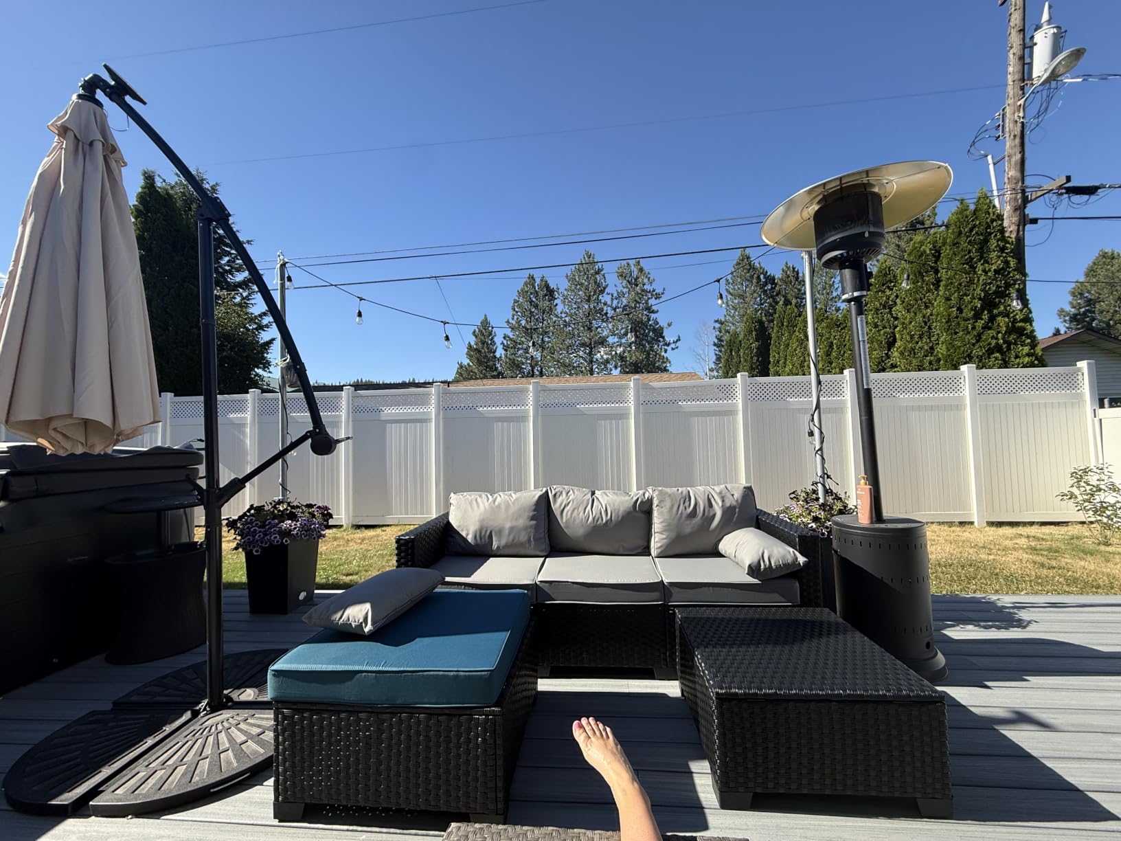 Rattaner Outdoor Furniture Set 3 Pieces Wicker Patio Furniture Outdoor Sectional Patio Couch Outdoor Coffee Table All-Weather Non-Slip Cushions Waterproof Covers, Peacock Blue customer photo 1