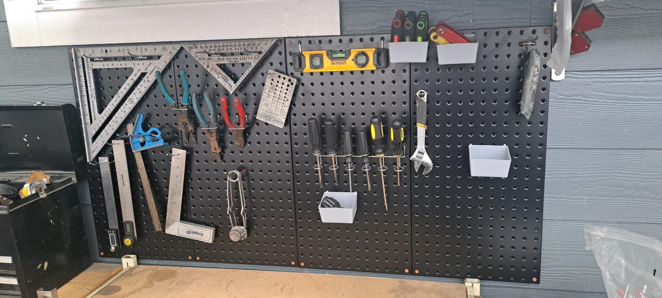 Pegboard Smith 48x24 inch Black Metal Pegboard Kit for Wall Organization with Hooks, Garage Storage Bins, and Utility Tool Board, Efficient Tool Organizer Peg Board customer photo 1