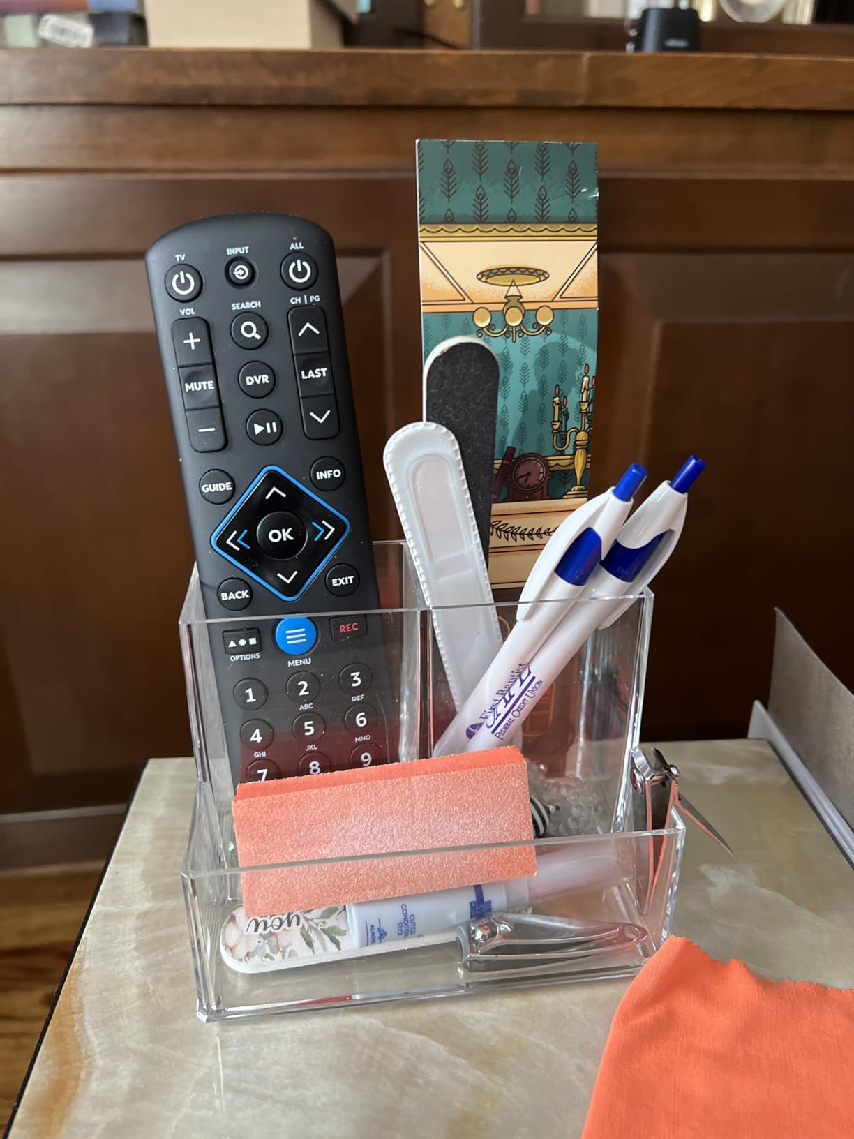 Acrylic Pen Holder for Desk, Pencil Holder for Home, Classroom | Plastic Marker Holder with 3 Compartments, Pencil Organizer for Office, Makeup Brush Holder for Bathroom, Remote Holder customer photo 2