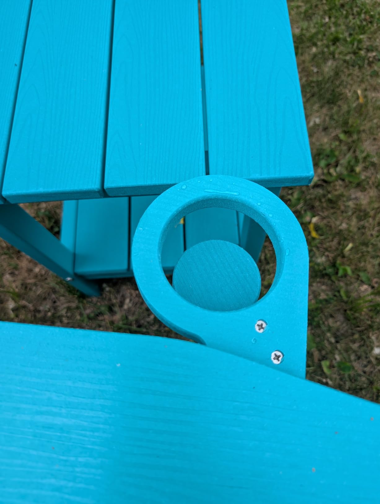 SERWALL 5-Piece HDPE Adirondack Chair and Ottoman and Table Set, Blue customer photo 2