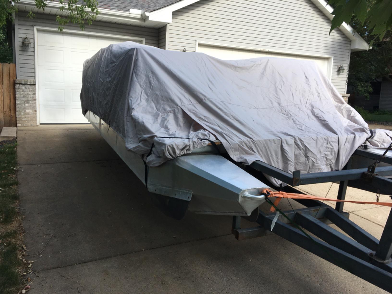 iCOVER Trailerable Pontoon Boat Cover, Fits 17 to 28ft Long & Beam Width up to 102in Pontoon Boat with Storage Bag customer photo 2