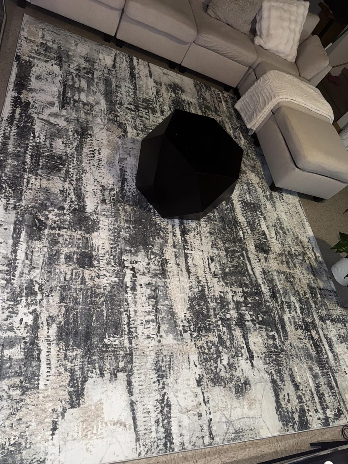 8x10 Area Rugs for Living Room: Washable Abstract Black Grey Gold Carpet | Non-slip TPE backing makes this washable soft low-pile rug safe & durable, Pet-friendly decor for dining room,nursery,office customer photo 2