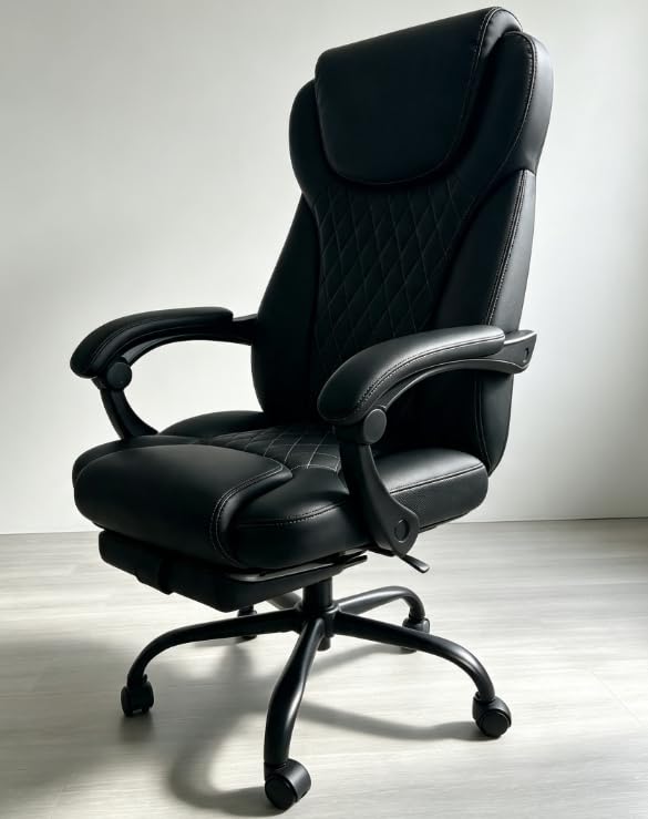 amseatec Big and Tall Office Chair with Footrest, Lumbar Support, Black customer photo 1