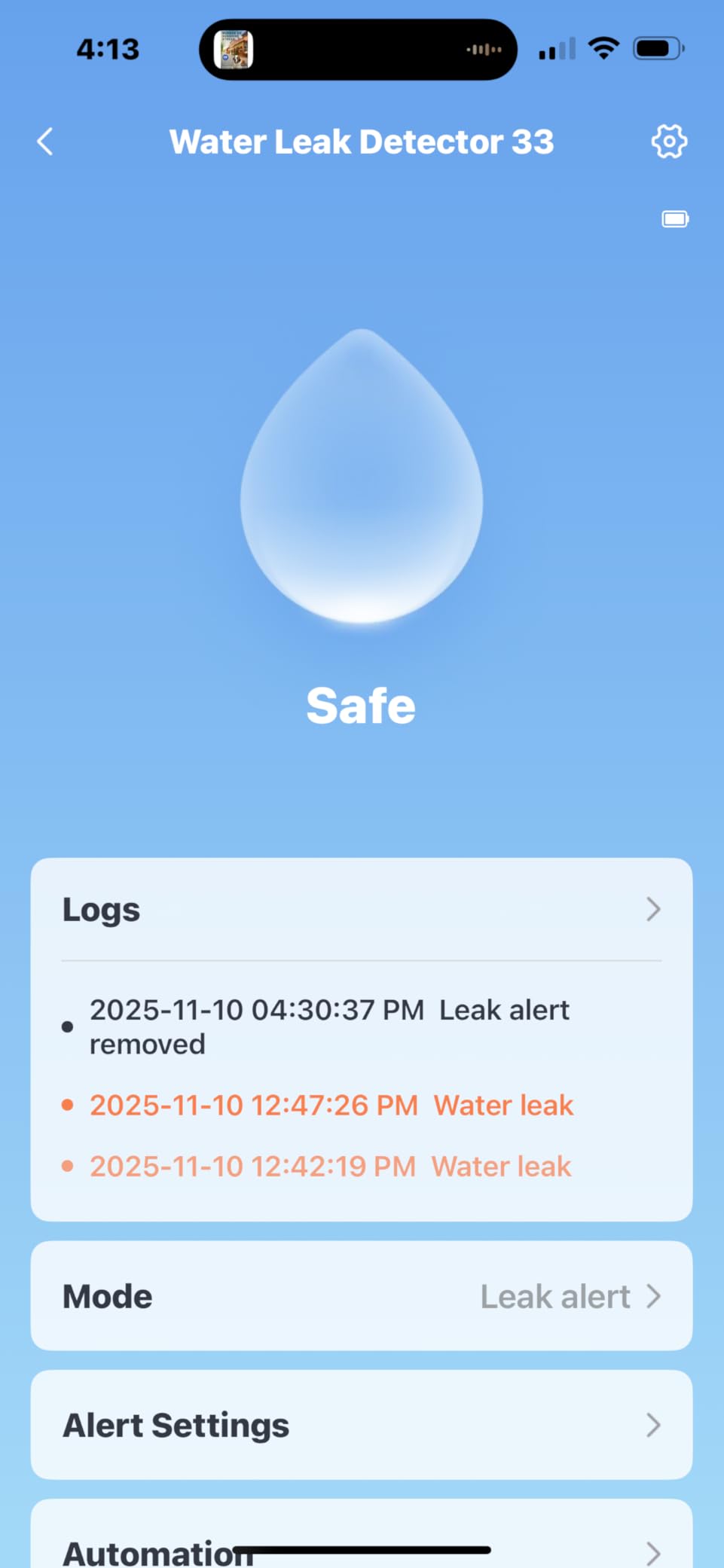SwitchBot WiFi Water Leak Detector, Smart Water Sensor with 100dB Adjustable Alarm&App Alerts, IP67 Waterproof, Detector for Home with Cable, No Hub Required (Support 2.4G) (White, Pack, 1) customer photo 2