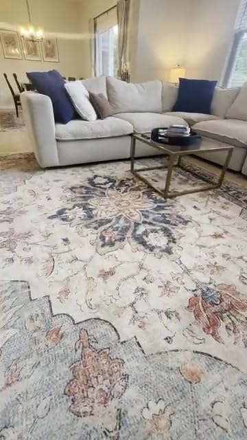 RELEANY Washable Area Rug, 5'x7', Brick/Brown/Green customer photo 1
