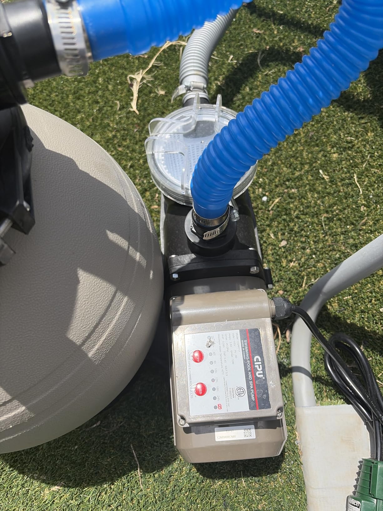 CIPU Pool Pump with Timer 2700GPH 115V Powerful Self Priming Above Ground Swimming Pool Pump 0.35HP with Filter Basket Low Noise for Pools Hot Tub Spa Water Circulation customer photo 1