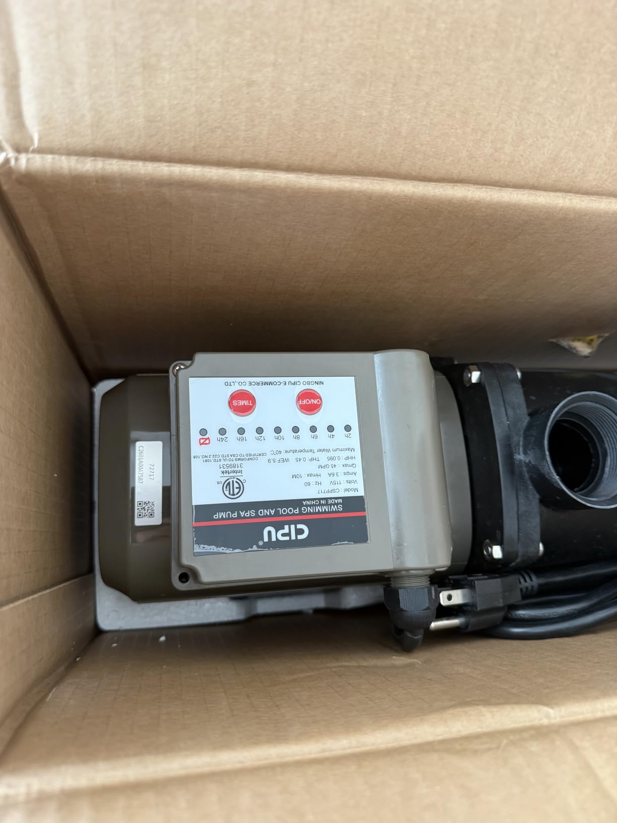 CIPU Pool Pump with Timer 2700GPH 115V Powerful Self Priming Above Ground Swimming Pool Pump 0.35HP with Filter Basket Low Noise for Pools Hot Tub Spa Water Circulation customer photo 2