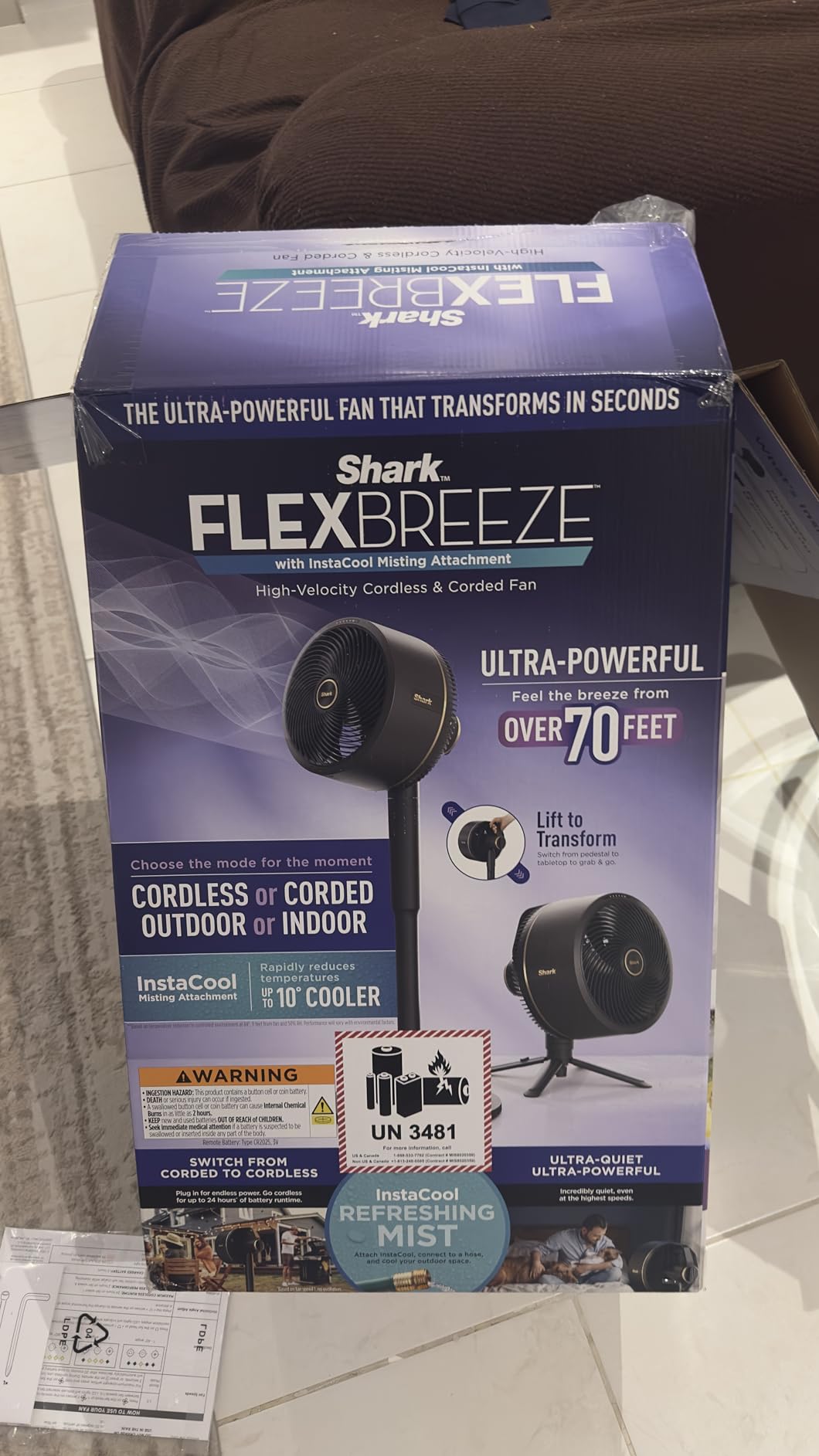 Shark FlexBreeze 2-in-1 Fan with Misting Attachment, Charcoal, FA222 customer photo 2