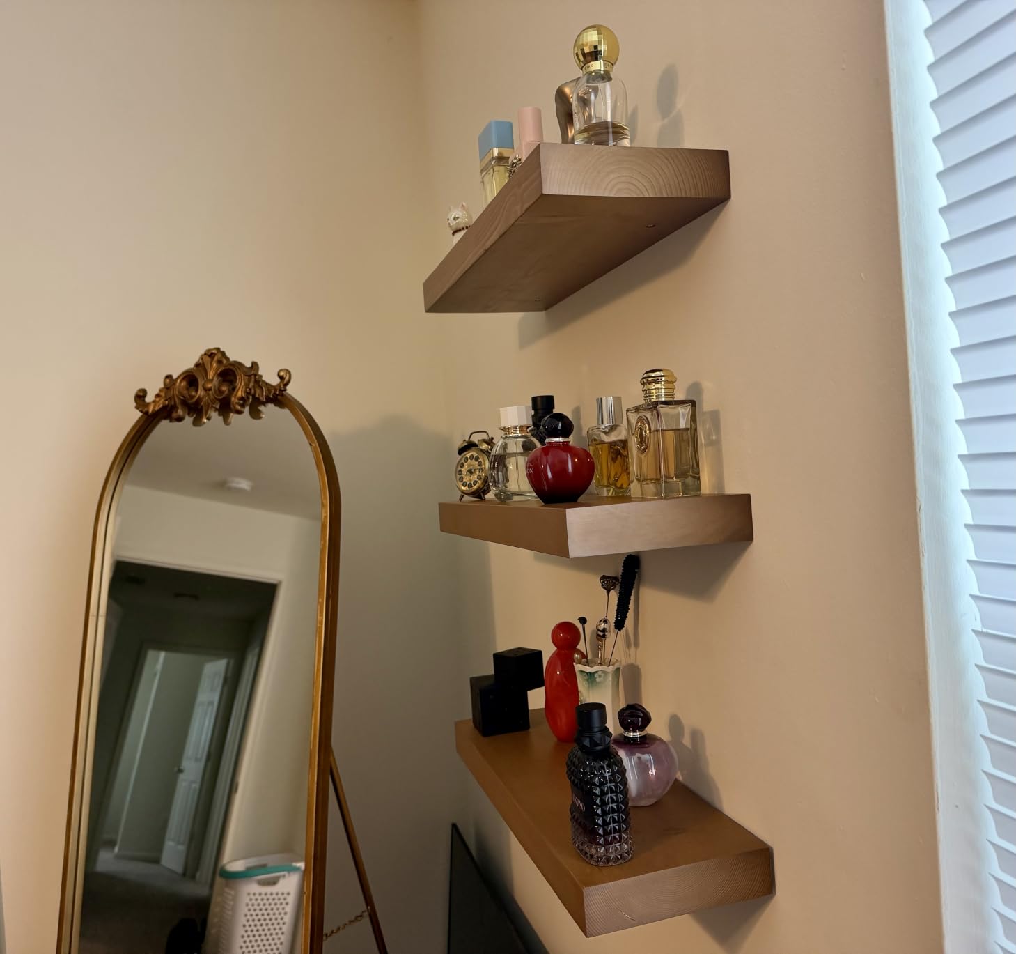 Homeforia 30 Inch Floating Shelves, High-End Solid Pine Wood, Set of 2 | American Walnut Finish, Holds Up To 50 Lbs Per Shelf, Hidden Brackets, Hardware Included, 30 x 6.5 x 1.75 Inch customer photo 2