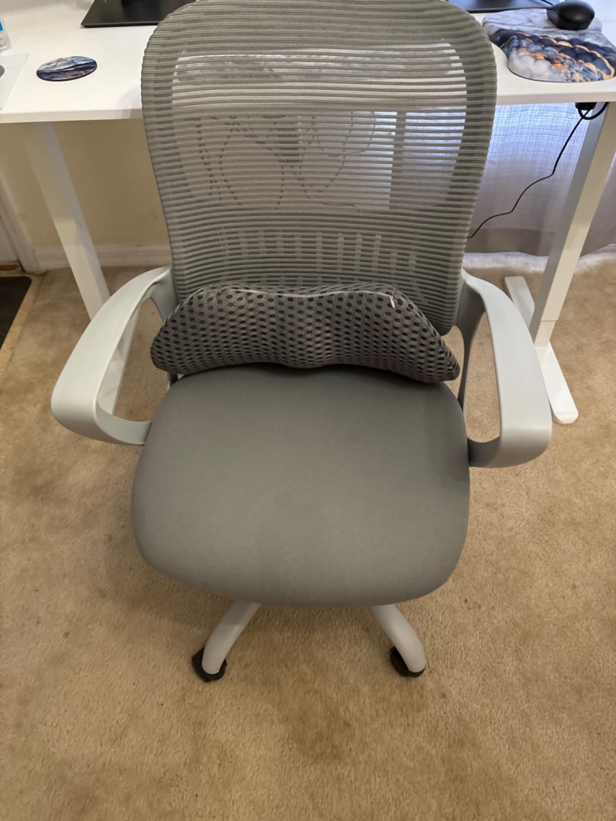 kasney Lumbar Support Pillow for Office Chair, Back Support Pillow, Gray | Memory Foam Lumbar Pillow for Low Back Pain Relief, Ergonomic Streamline Car Seat, Office Chair, Recliner and Bed customer photo 2