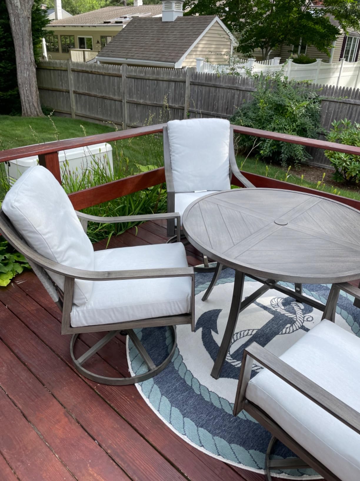 NATURAL EXPRESSIONS 5-Piece Patio Dining Set,4 Swivel Rockers & Round Table customer photo 2