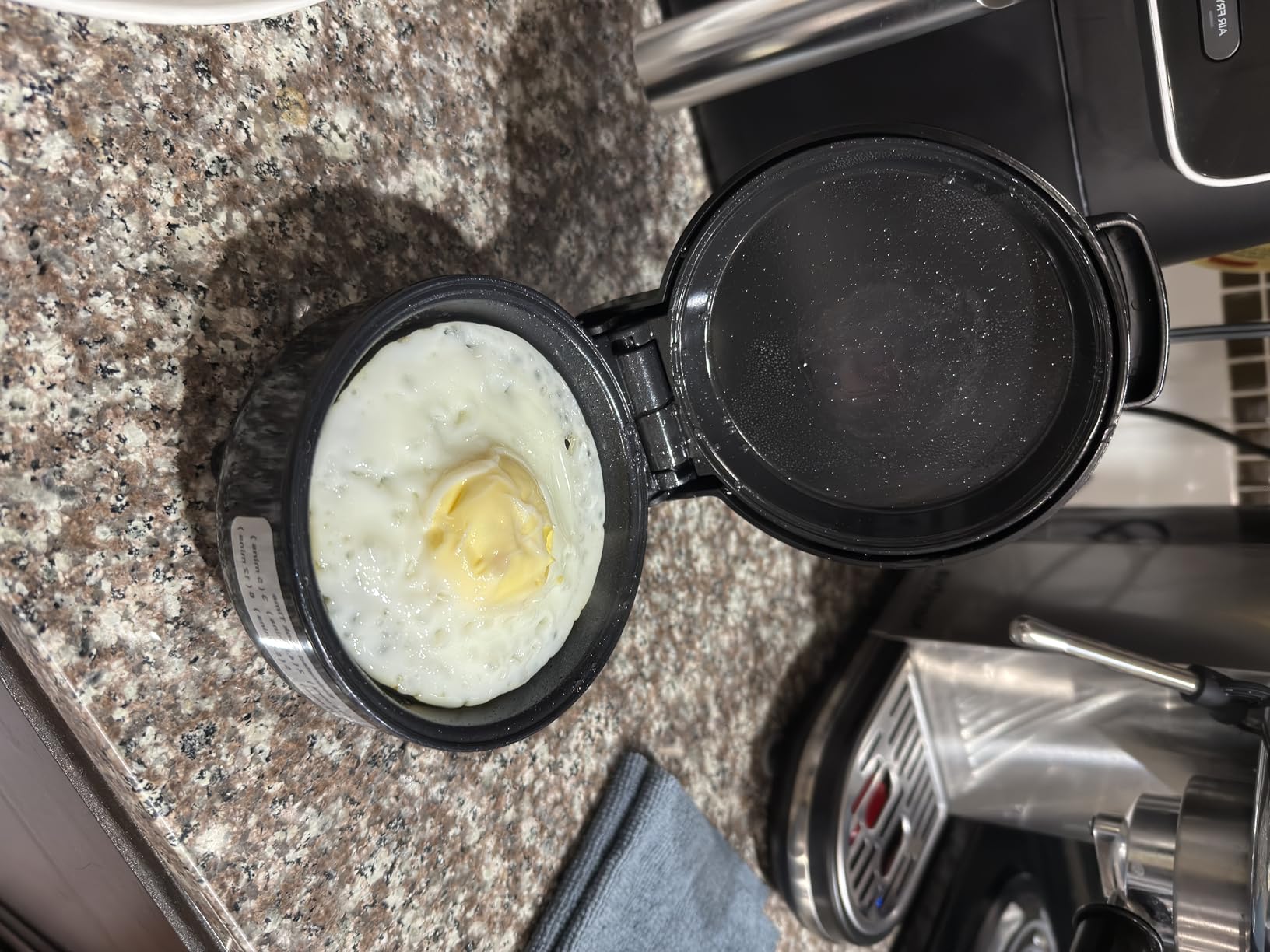 Hyvance Smart Fried Egg Cooker, Automatic Fried Egg Maker for 6 Features like Sunny Side Up, Over Easy, Fully Cooked & More. Auto Power Off, Alarm, Round Shape, Non Stick Coating (Black) customer photo 1
