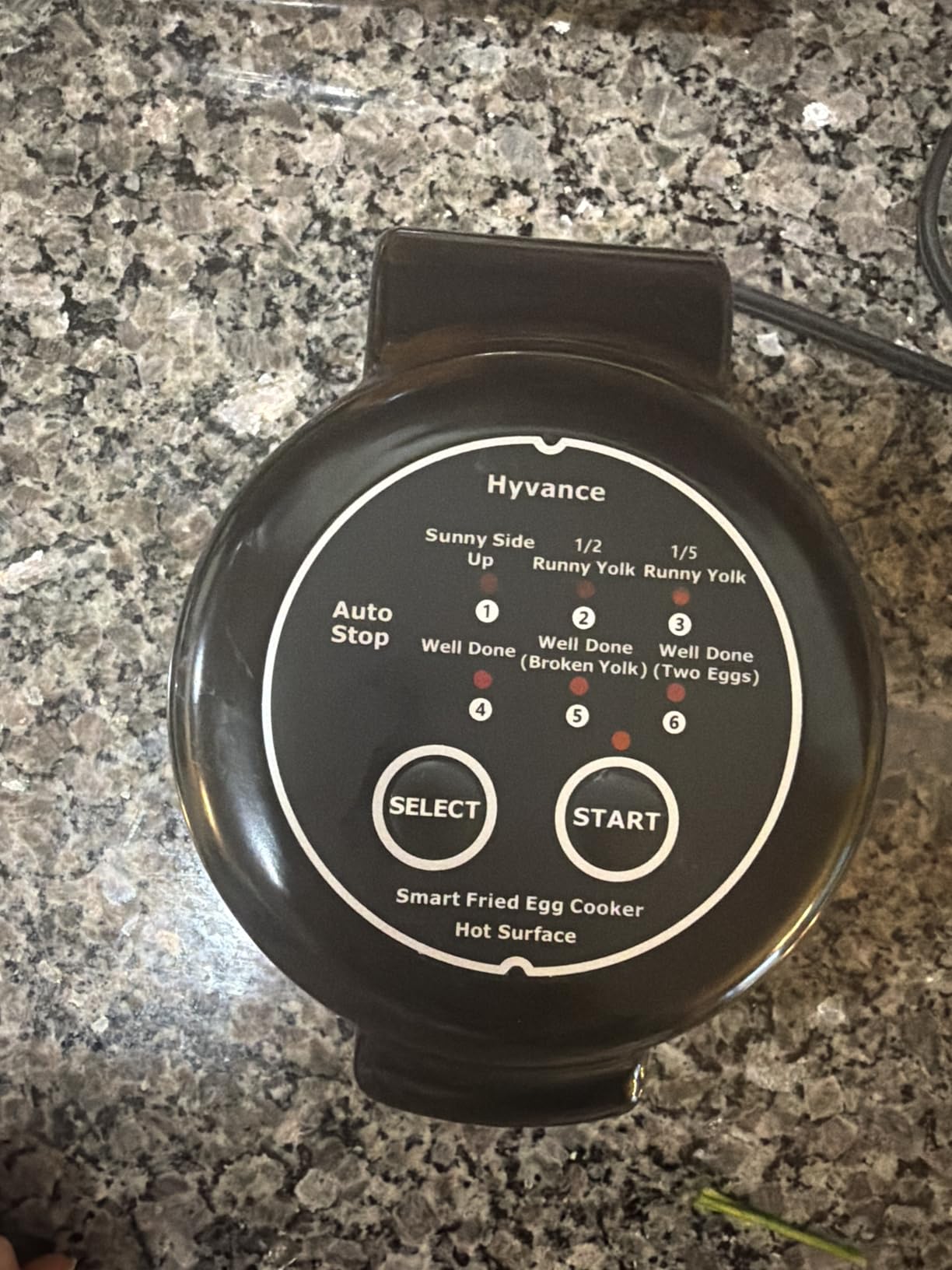 Hyvance Smart Fried Egg Cooker, Automatic Fried Egg Maker for 6 Features like Sunny Side Up, Over Easy, Fully Cooked & More. Auto Power Off, Alarm, Round Shape, Non Stick Coating (Black) customer photo 2