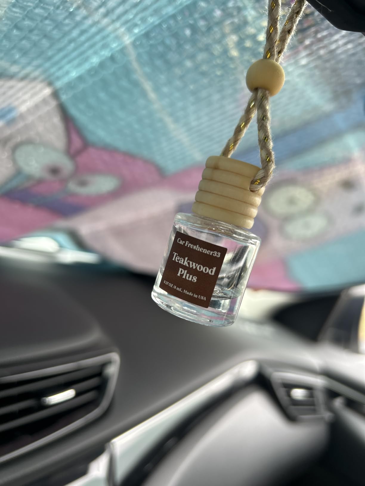 C Classy Car Air Freshener Hanging 2 Pack, Mahogany Teakwood Essential Oil Diffuser, Cute Glass Bottle, Long-Lasting Fragrance Car Accessories for Women & Men, Made in USA customer photo 1