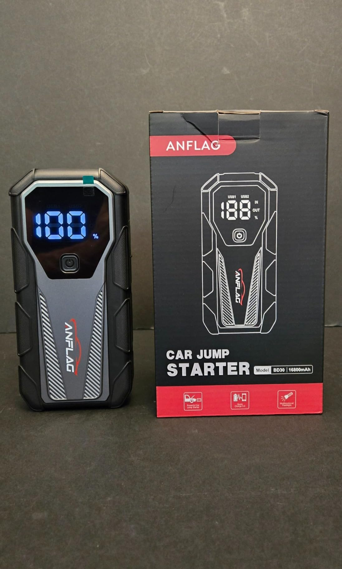 Car Jump Starter 6000A 12V Battery Pack, 16800mAh Portable Jump Box for 10L Gas/9L Diesel Engines, with Smart Jumper Cables, LED Display, Fast Charging, SOS Light & Emergency Power Bank customer photo 1