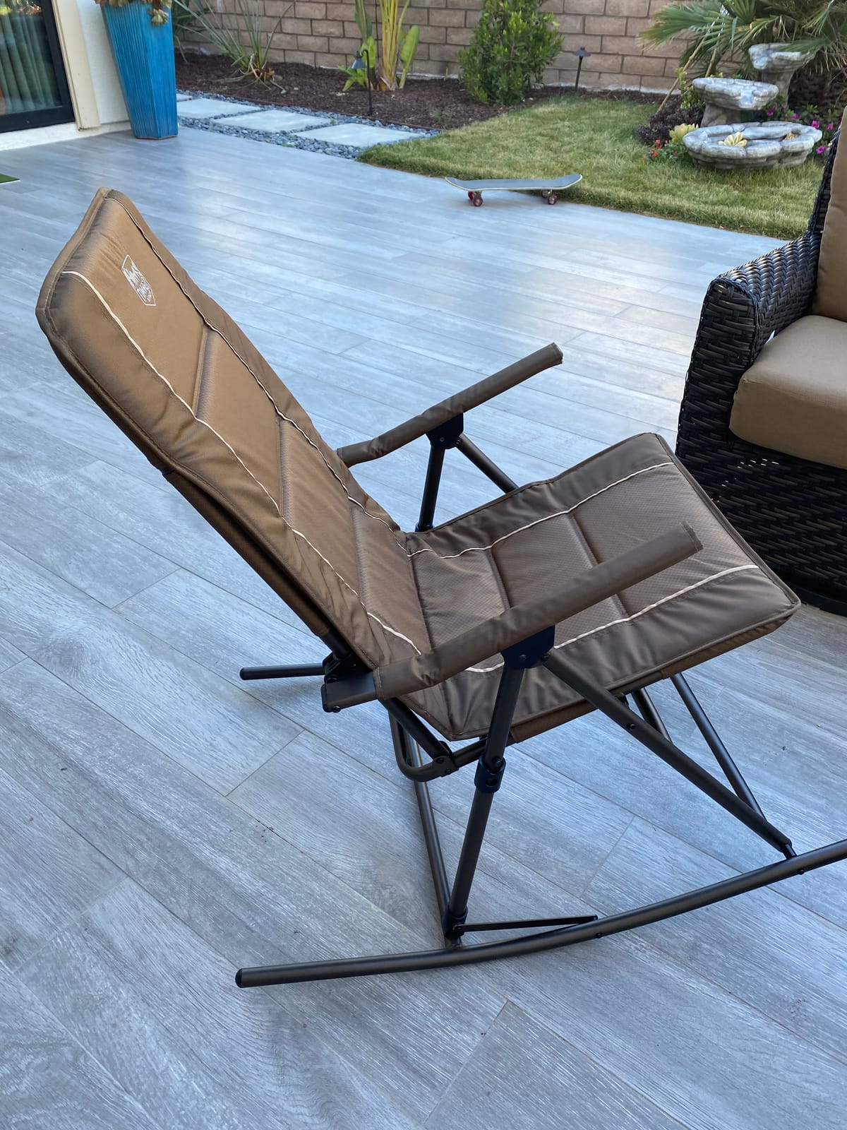 Timber Ridge 3-Level Adjustable Rocking Camping Chair, Ergonomic Padded High Back, Supports 300 LBS, Stable Anti-Tip Rocker, Hard Armrests for Easy Standing, Portable for Patio, Lawn & Tailgating customer photo 1