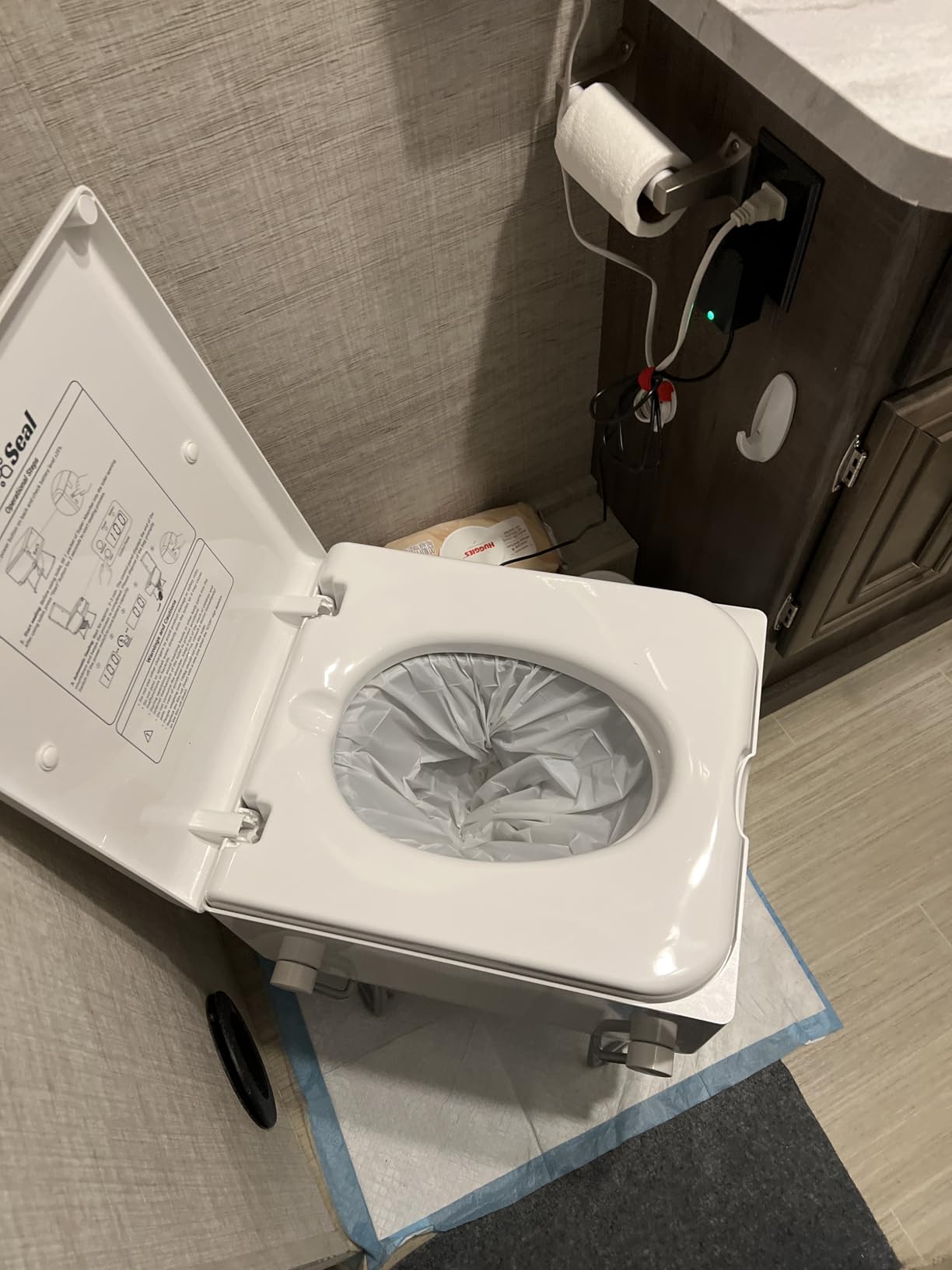 LE-310 Compact Dry Flush Toilet for Van Life and Off-Grid, Gray | Self-Contained rechargeable, Foldable design, no plumbing setup, easy storage, made for RVs, road trips, cabins and marine customer photo 1