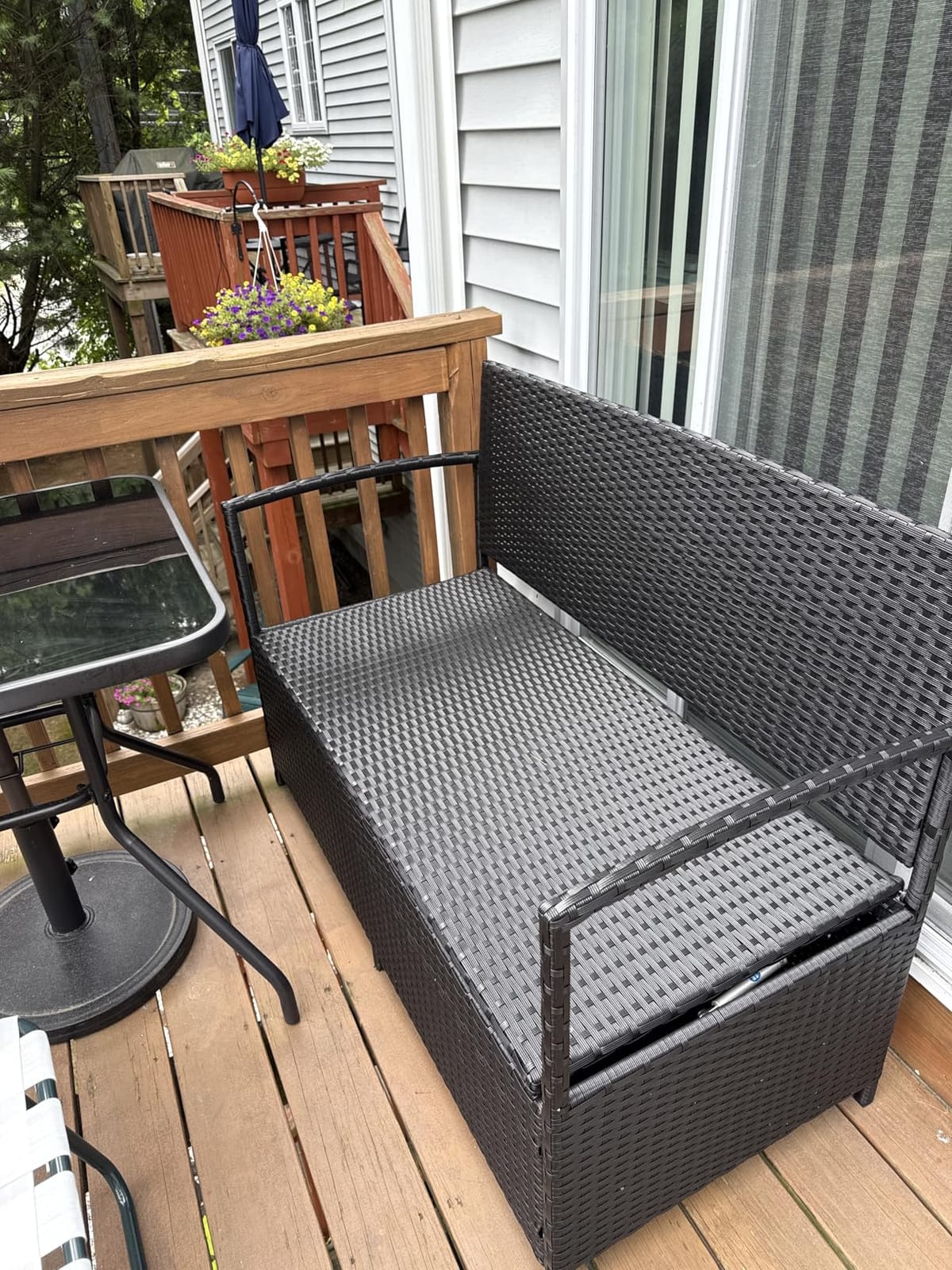 Greesum Patio Loveseat PE Rattan Wicker Outdoor Furniture,Black & Gray customer photo 1
