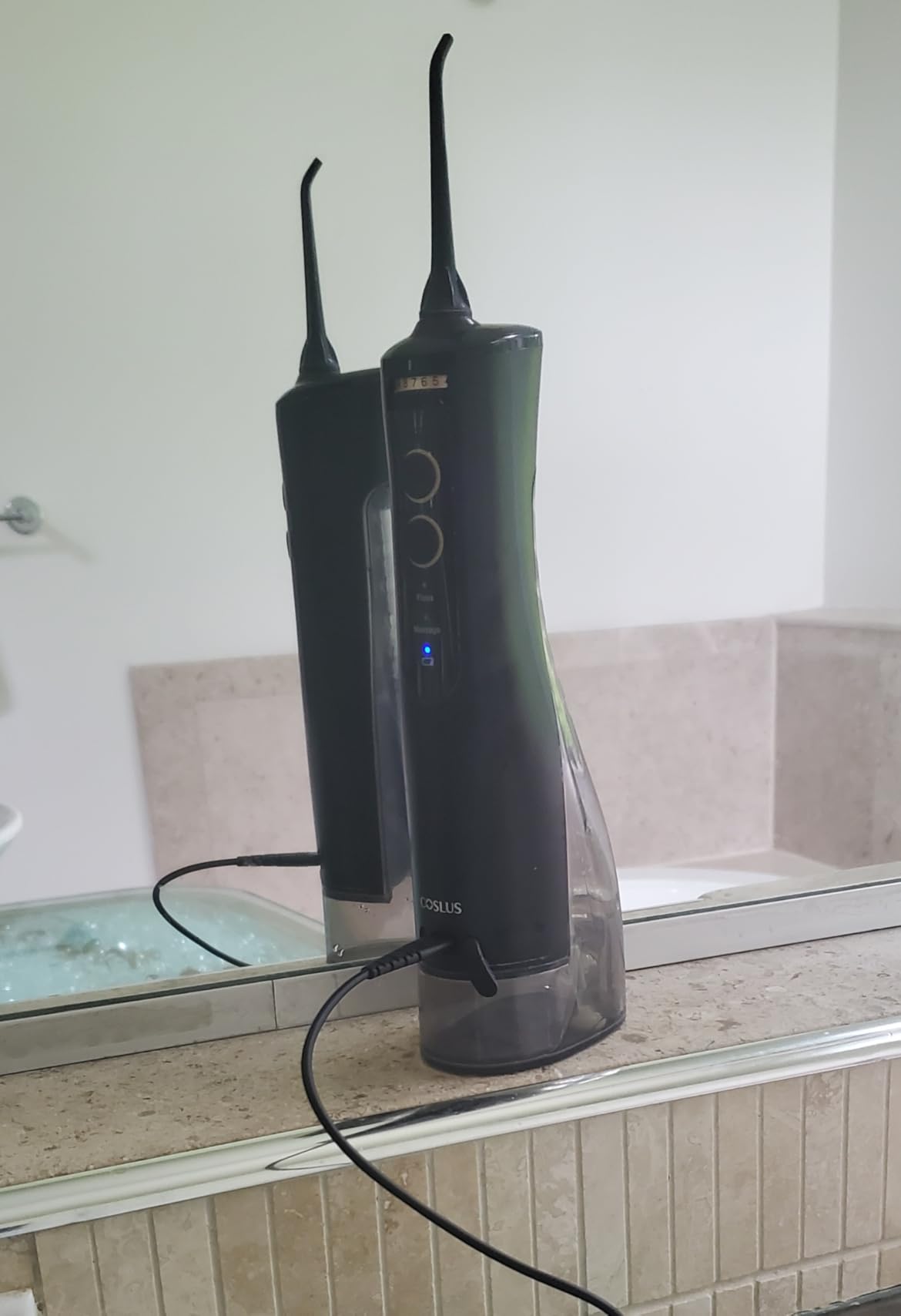 COSLUS ADA Accepted E40 Water Dental Flosser, 10 Pressure Levels, Black Pro customer photo 2