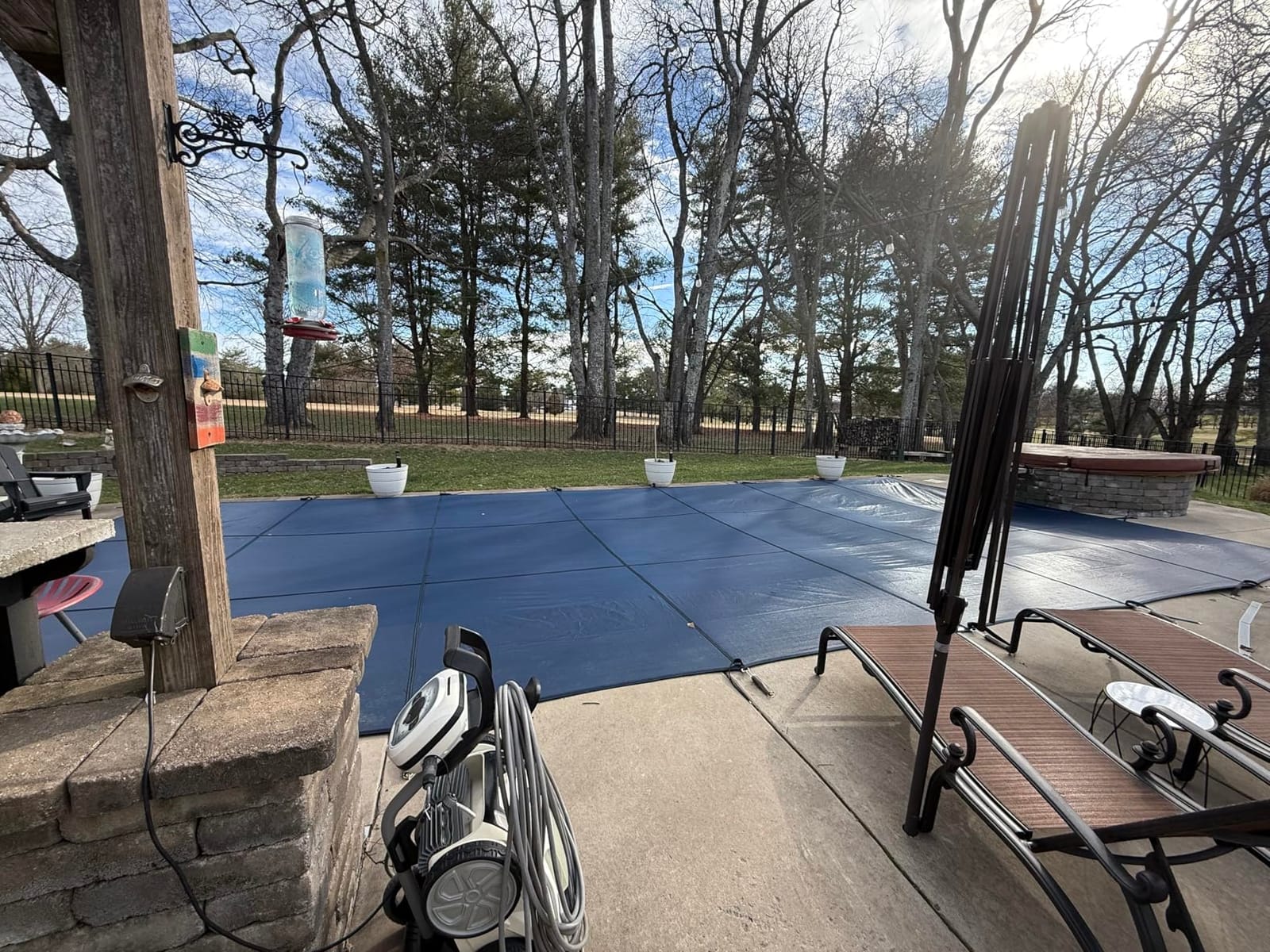 Inground Pool Cover Safety Fits Rectangle Swimming Pool, Mesh Solid Pool Cover for Inground Pools,Winter Pool Safety Cover Includes Safety Net and Installation Tools Blue (Blue, Fits 16x32ft Pools) customer photo 1