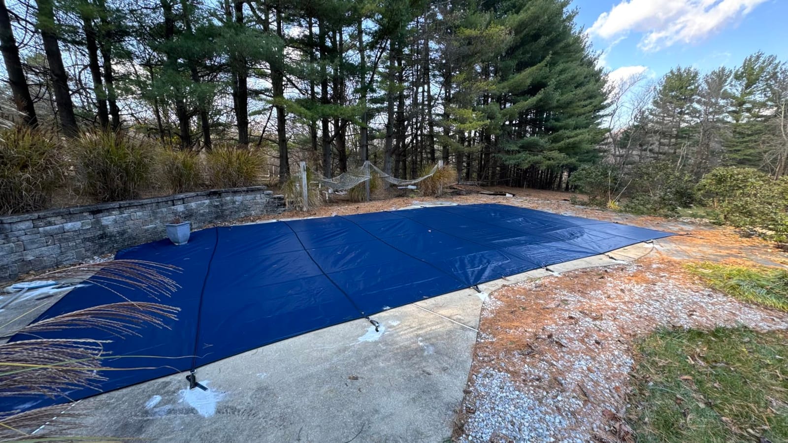 Inground Pool Cover Safety Fits Rectangle Swimming Pool, Mesh Solid Pool Cover for Inground Pools,Winter Pool Safety Cover Includes Safety Net and Installation Tools Blue (Blue, Fits 16x32ft Pools) customer photo 2