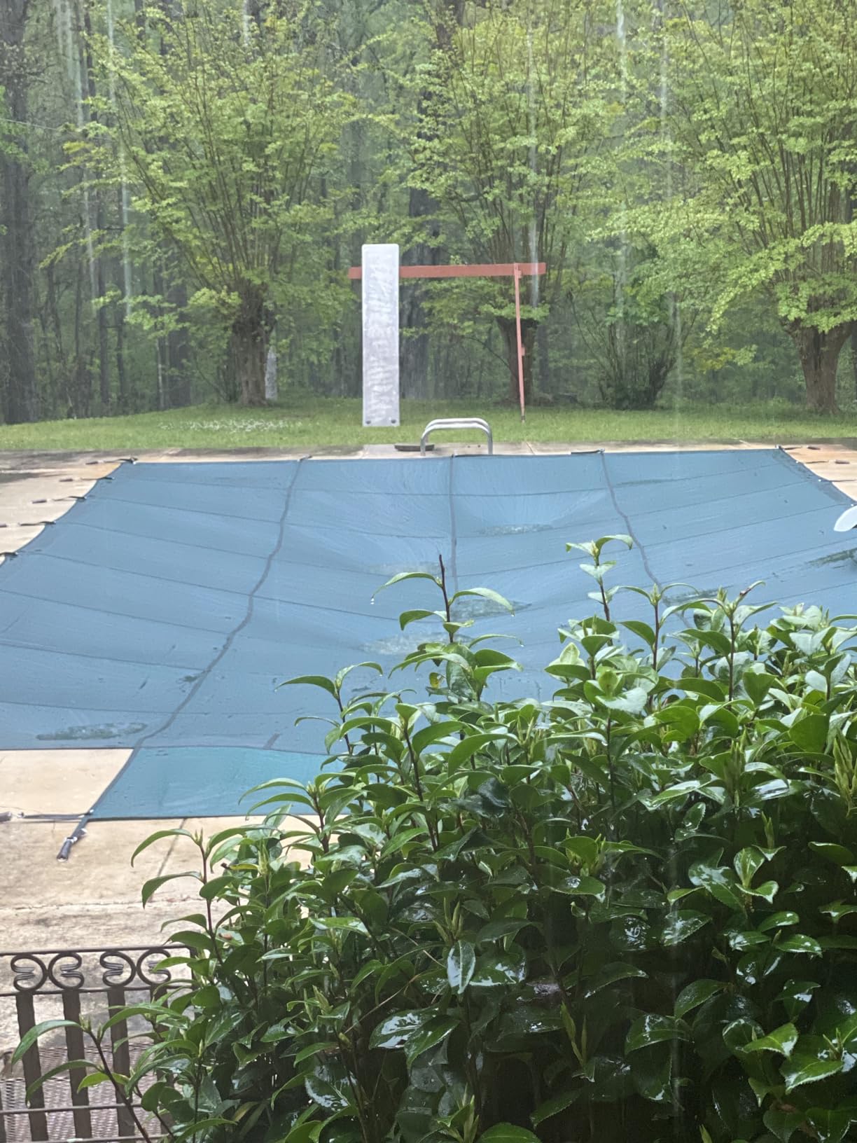 Pool Safety Cover Fits Rectangle Swimming Pool with Step, Mesh High Strength Solid inground Pool Cover,Winter Pool Covers for Inground Pools (Blue, Fits 18x36ft+4x8ft Pools with Center Step) customer photo 2