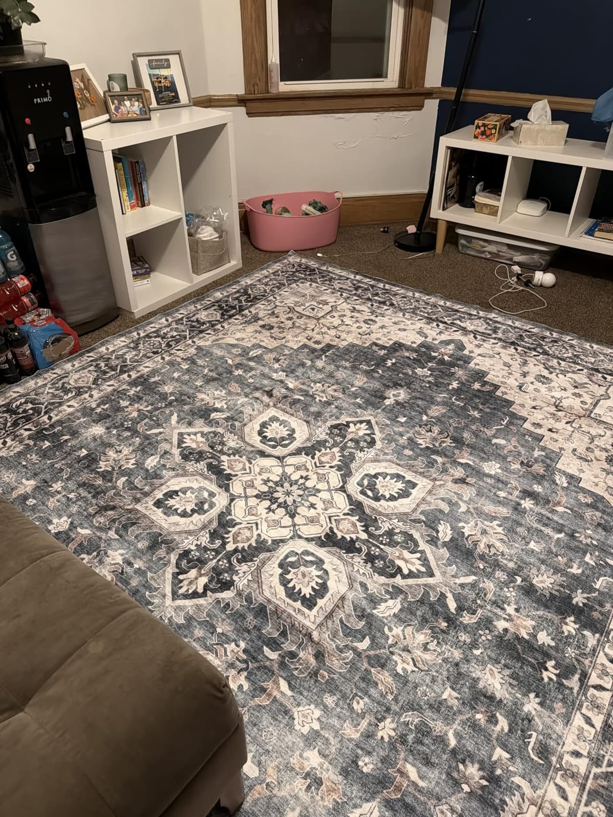 AMADA HOMEFURNISHING 8x10 Washable Area Rug, Low-Profile with Non-Slip Backing & Durable Edge Binding, Vintage Large Rugs for Living Room, Bedroom, Dining Room, Blue customer photo 2