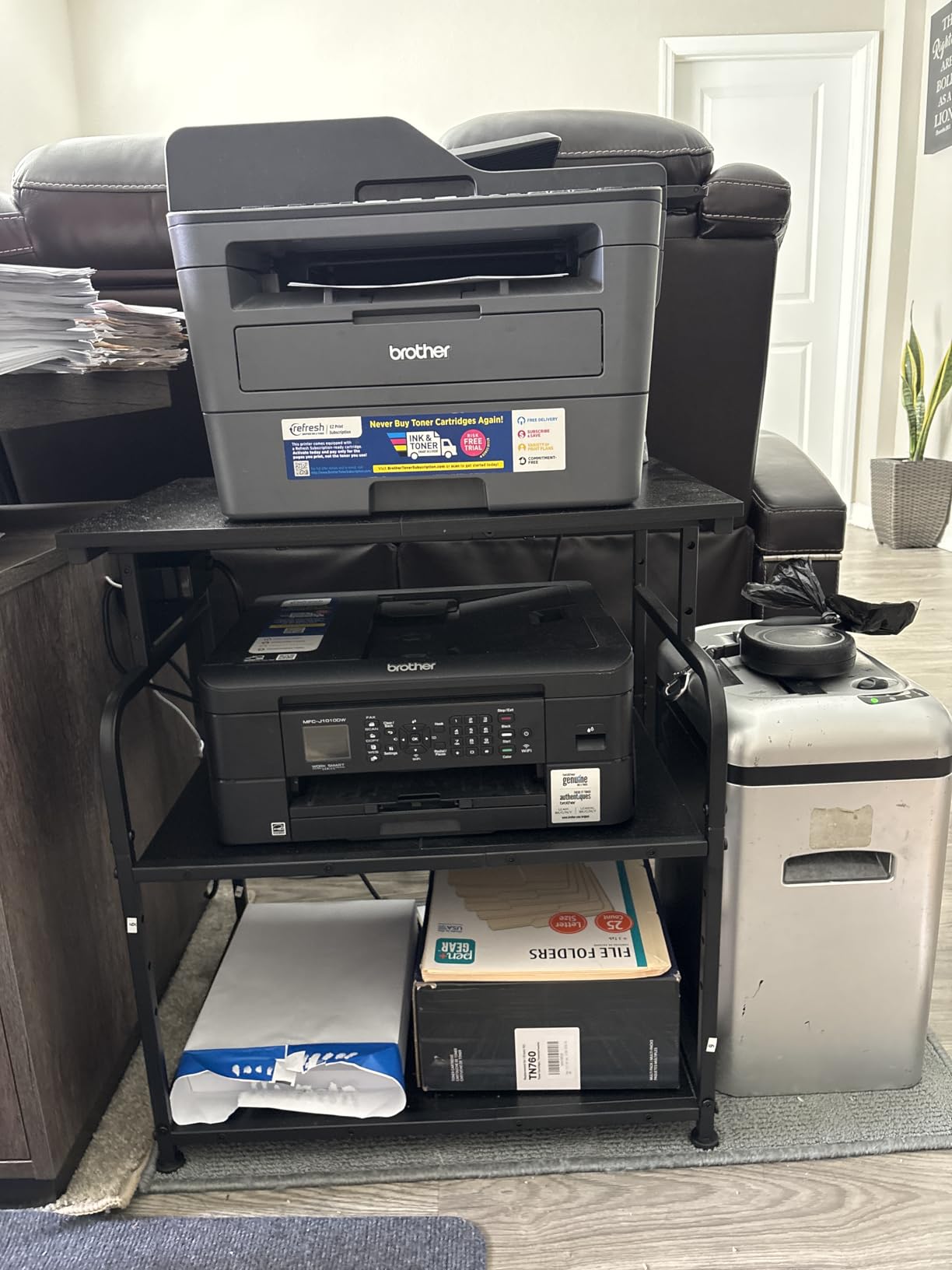 YAOHUOO 3 Tier Large Printer Stand with Power Outlet/Adjustable Shelf, 22