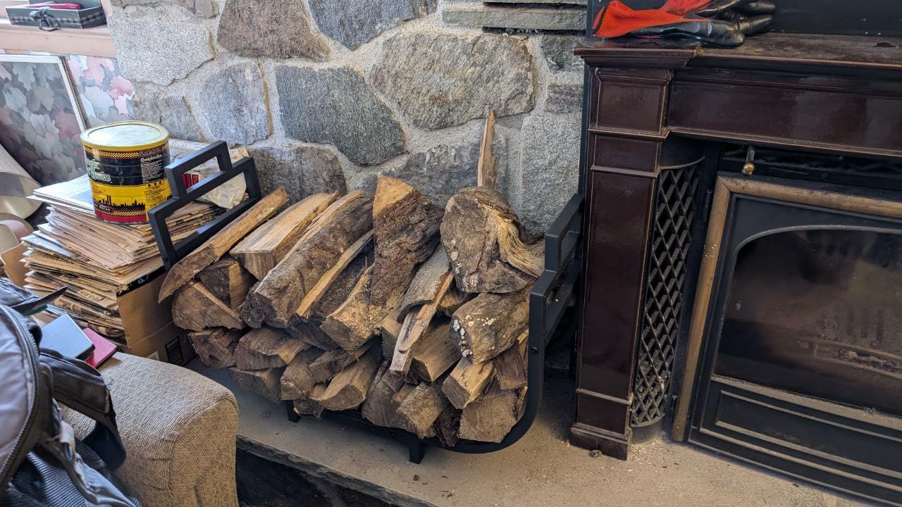30 Inch Firewood Rack Outdoor Indoor with Handle and Log Carrier Bag, Stable Metal Wood Rack Heavy Duty Log Holder for Fireplace Patio Deck, Rustproof Firewood Storage Organizer Tool, Black customer photo 2