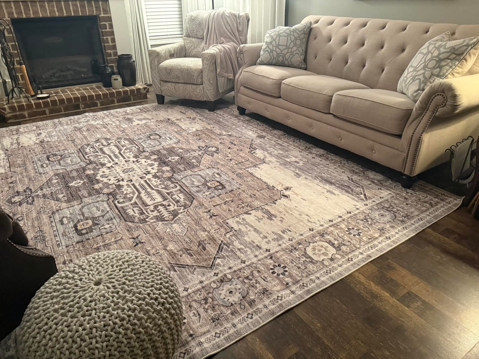 RUUGME Washable 2x3 Area Rugs - Large Boho Rugs for Living Room Stain Resistant Carpet Vintage Tribal Rugs for Bedroom Kitchen Bathroom with Non Slip Backing Home Decor Floor Decoration Mat 2x3 Beige customer photo 1