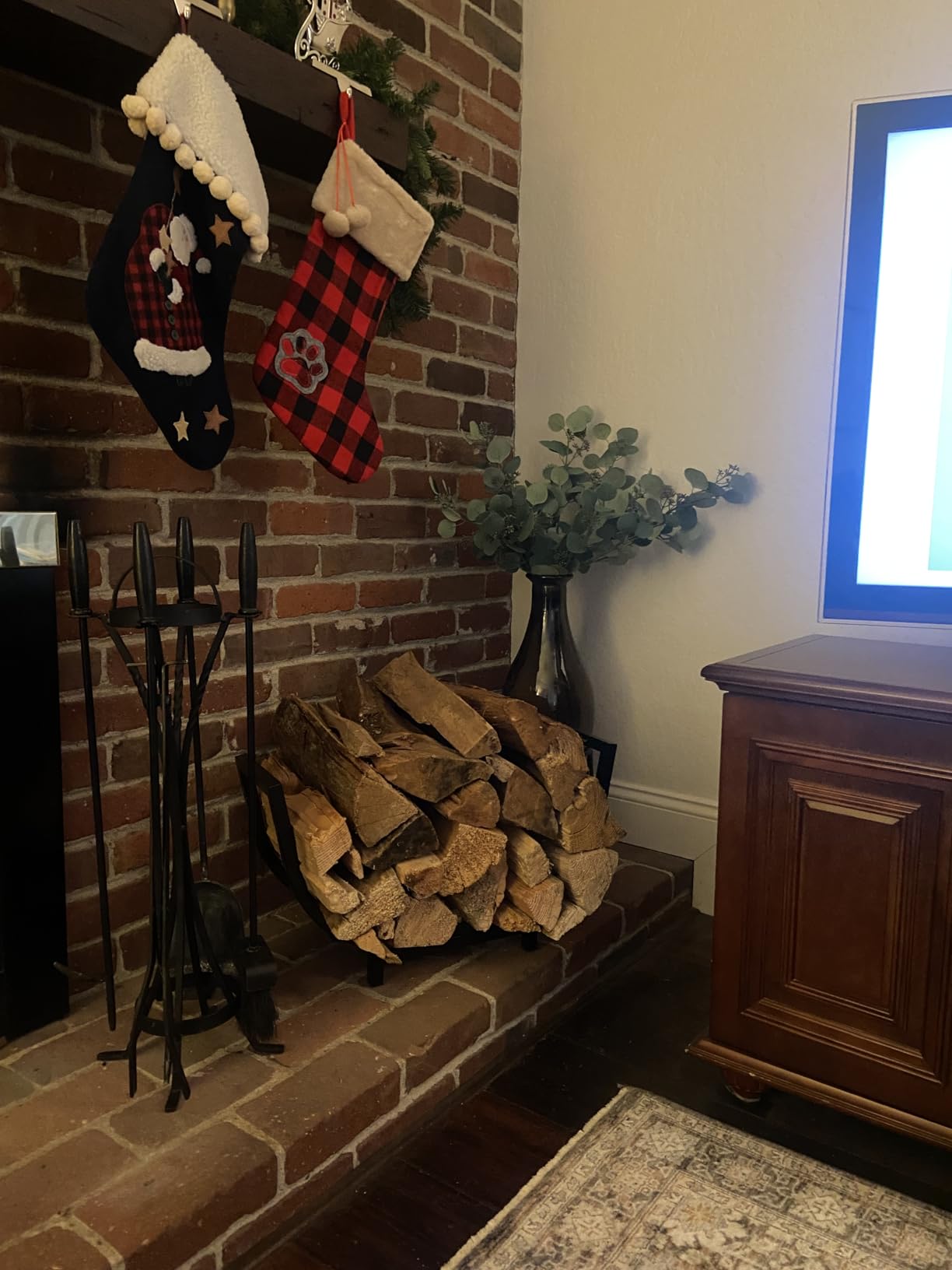Dicasser Firewood Rack Outdoor and Indoor Firewood Storage, 24 INCH Double Coated Fire Wood Organizer, Waterproof Rustproof Stable Log Holder and Fireplace Decor, Black customer photo 1