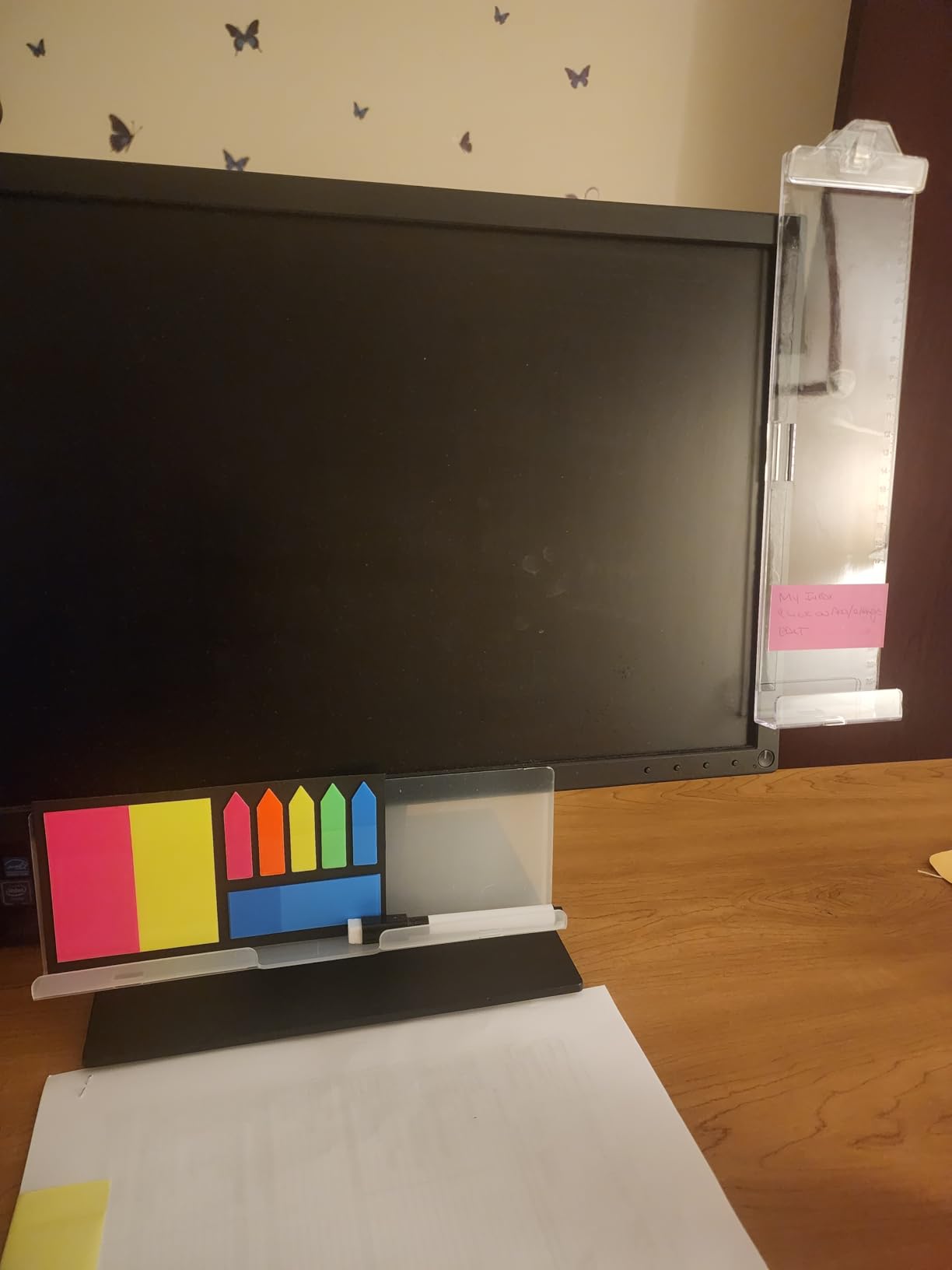 Monitor Memo Boards for Computer, Whole Transparent 2 Pack (Left & Right) Multifunction Acrylic Screen Message Reminder Pad Side Panel Phone Holder Organizer for Office Desktop, with Pen & Sticky Note customer photo 2