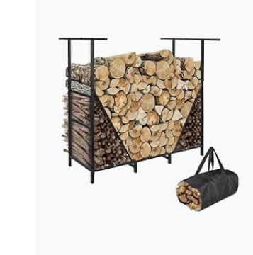 Honest 8ft Firewood Rack Cover, Heavy Duty Waterproof 600d Oxford Outdoor Firewood Storage Cover with Zipper and Openable Front Flap, Cover Only customer photo 2