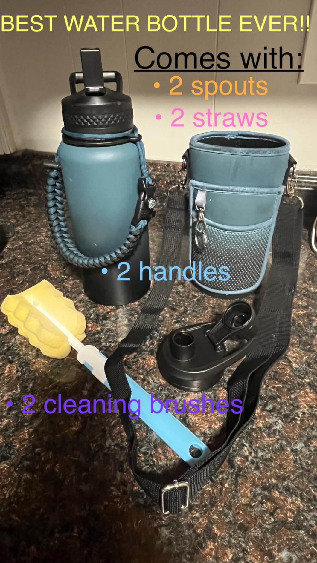 DYSANKY Insulated Water Bottle w/Straw Lid & Portable Carrier Bag, 64oz | Thickened Stainless Steel Large Metal Sports Water Jug customer photo 2
