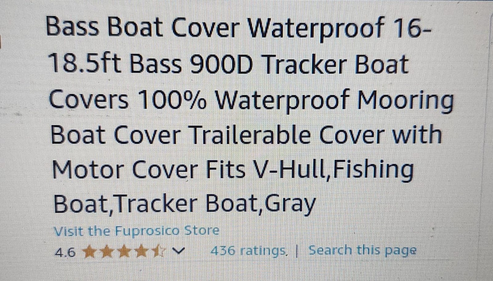 Trailerable Boat Cover 16-18.5ft, Waterproof Heavy Duty 1200D,V-Hull,Black customer photo 2