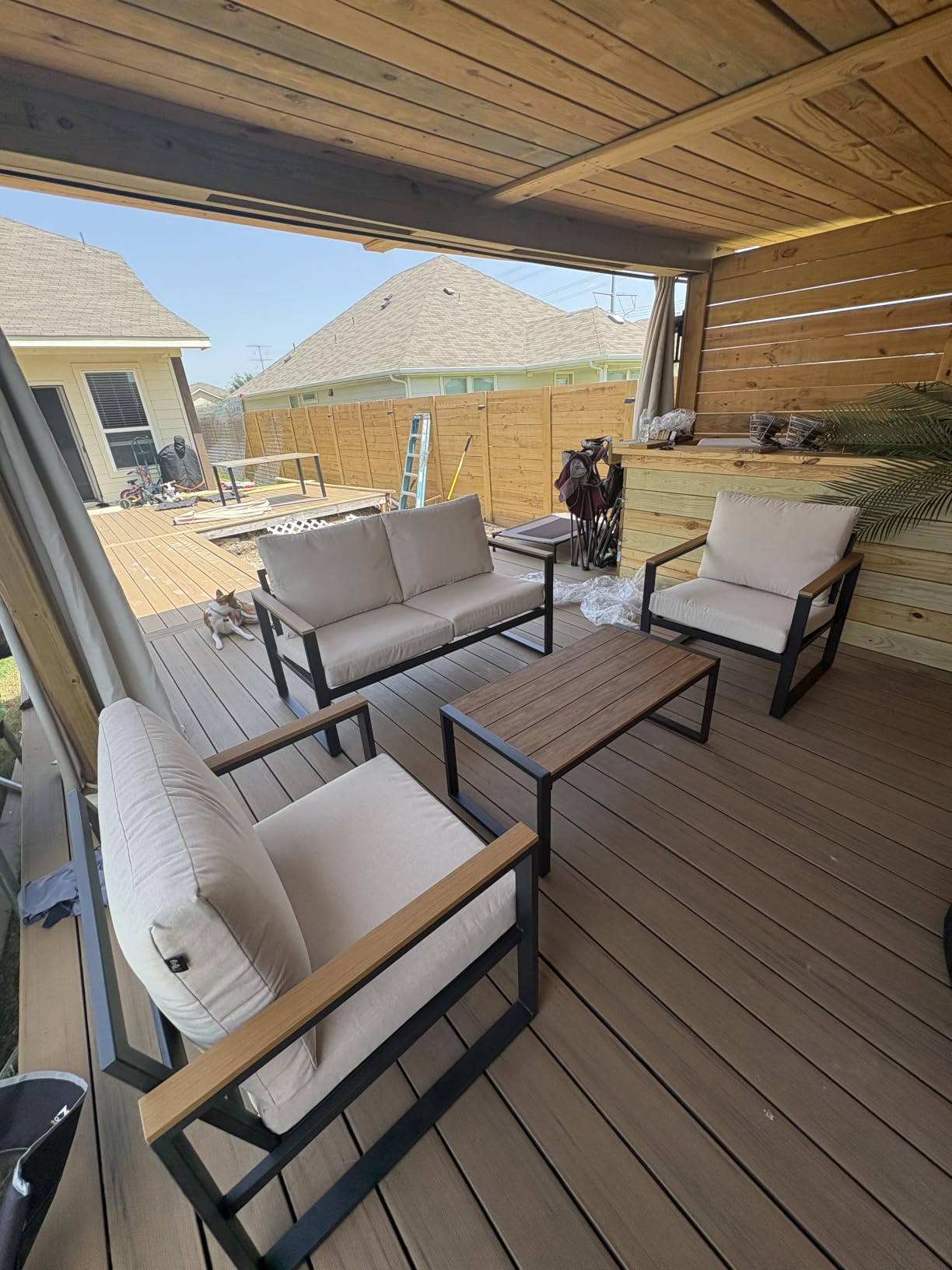 4 Pieces Metal Patio Furniture Set for Outdoor Balcony, Grey customer photo 1