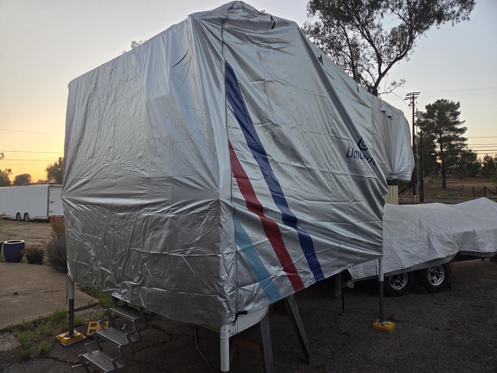 Umbrauto Class C RV Cover 29' ~ 32' – Upgraded Heavy-Duty 9-Layers Top Class C Motorhome Cover, Windproof & Breathable Toy Hauler Travel Trailer Covers Includes 3 Extra Straps & Gutter Covers customer photo 1