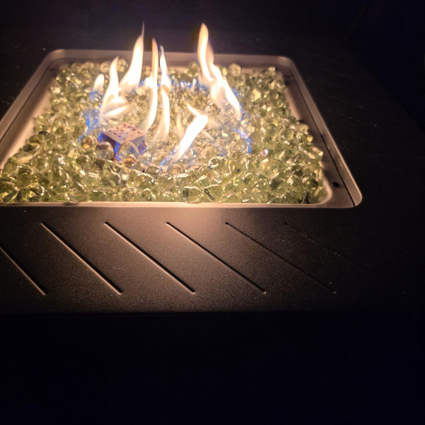 East Oak 28” Outdoor Propane Fire Pit Table | 52,000 BTU Gas Fire Pit for 2-4 People with Space-Saving Hock Lid, Mesh Pocket & Lava Rocks | CSA Certified Safe for Patio, Deck, Backyard, Brown customer photo 1