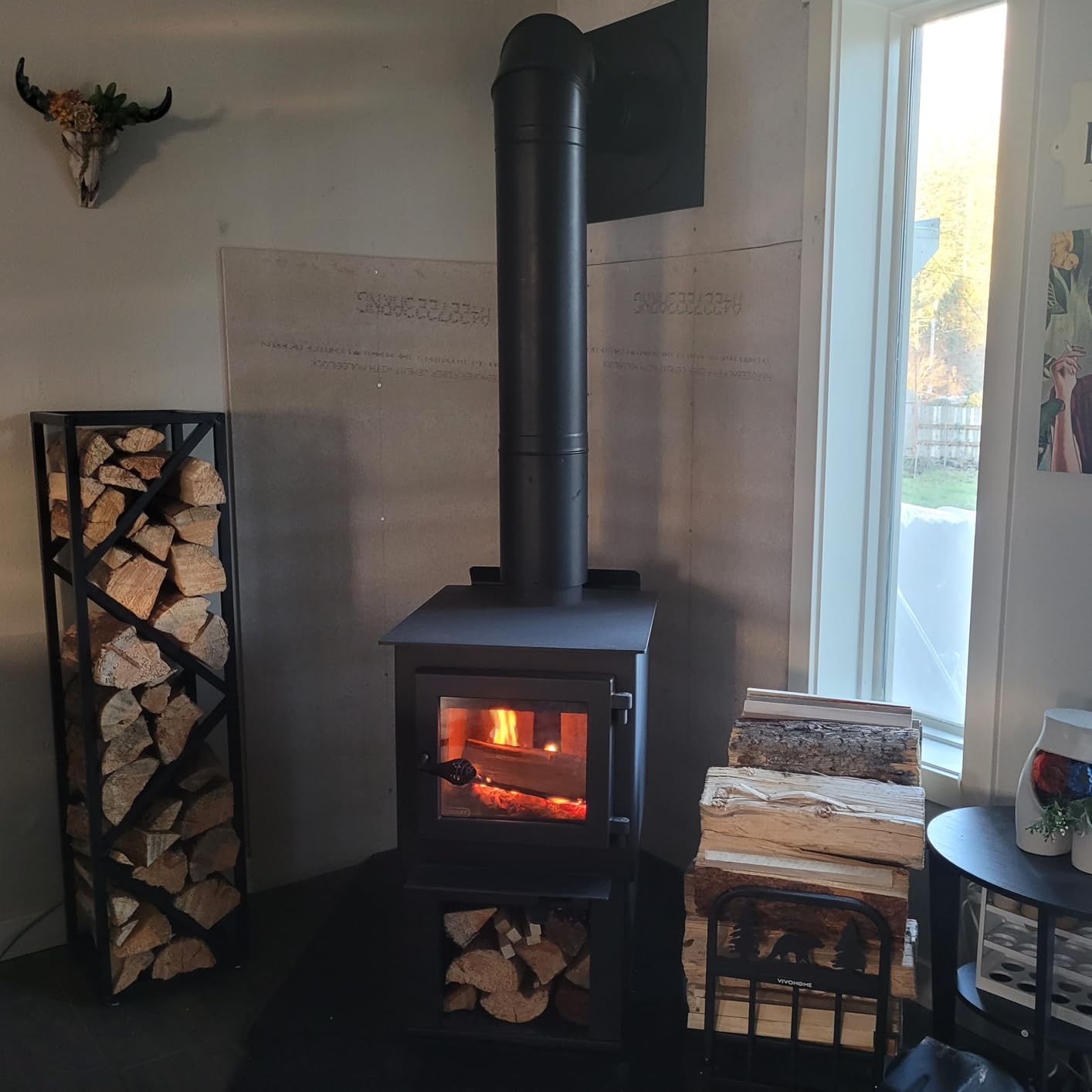 Yohsnor 46x12in Indoor Firewood Rack,Multiple Storage Zones for Fire Pits customer photo 2