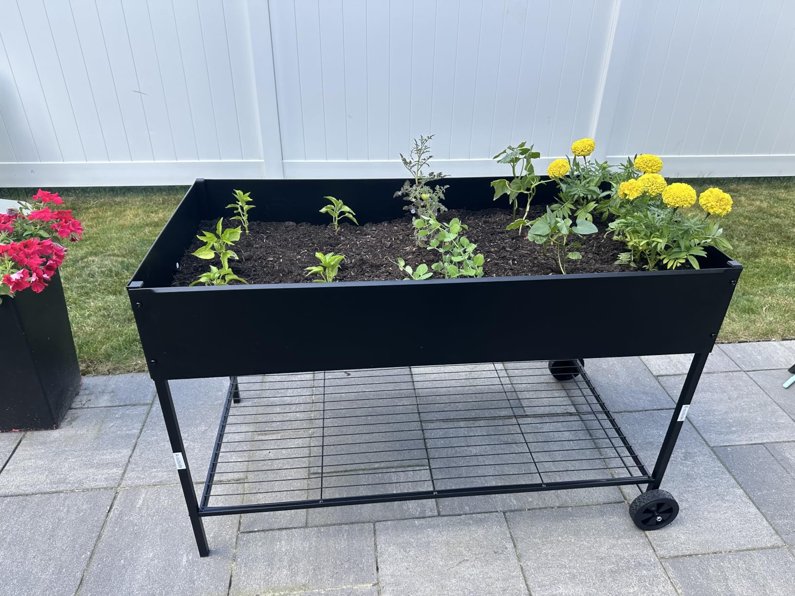JWPEHOE 34＂Raised Garden Bed with Leg,Mobile Planter Box with Storage Shelf customer photo 2