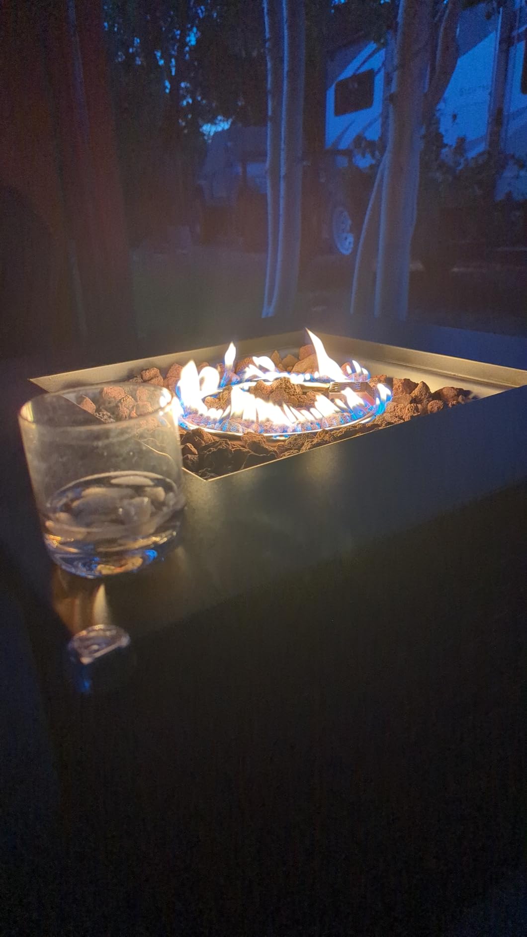 Ciays 43″ Fire Pit Table with Glass Beads & Lid, CSA-Certified Gas Fire Pit with Cup Holders, Hanging Shelf & Nylon Cover, Large Outdoor Fire Pit for Patio/Porch/Deck, 60,000 BTU Heat Output, CIFPT9B customer photo 2