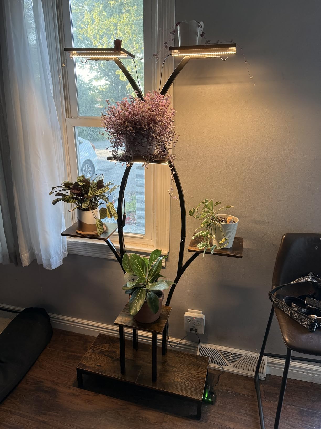 Plant Stand Indoor with Grow Lights - 7 Tiered Metal Corner Shelf for Multiple Plants, 64.2