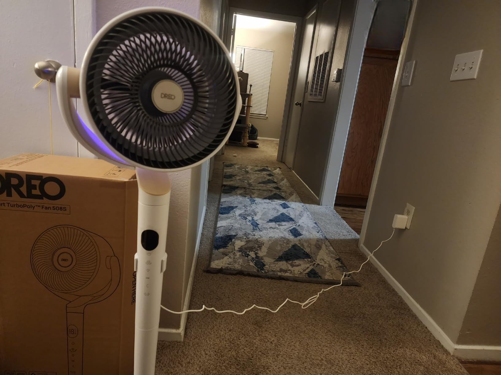 DREO Smart Pedestal Fan for Bedroom, 120°+120° Omni-Directional Oscillating, 100ft Quiet Airflow, RGB Light, 9 Speeds 6 Modes, 8H Timer, WiFi/Voice/Alexa, 35-40