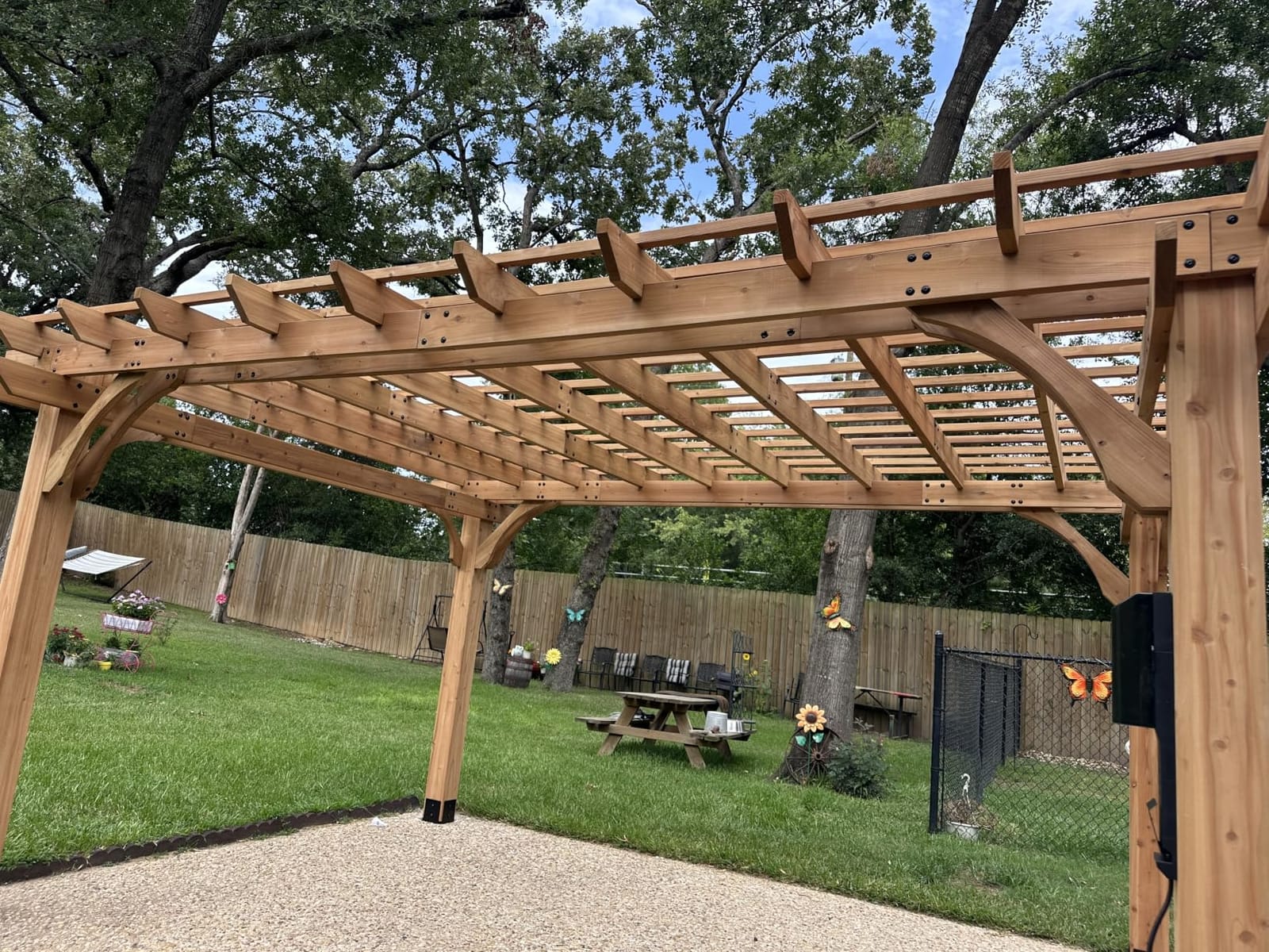 Backyard Discovery Beaumont 24' x 12' Traditional Cedar Wood Pergola Kit with Trellis Roof, All-Season Durability, High-Wind Rating, PowerPort, Shade for Outdoor Patio, Deck, Garden, and Entertaining customer photo 2