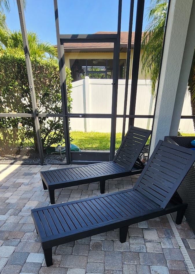 YITAHOME Outdoor Chaise Lounge Chair, Plastic Pool Chaise Lounge with 5-Position Backrest, Easy Assembly & Waterproof for Patio & Poolside, Set of 2, Grey customer photo 1