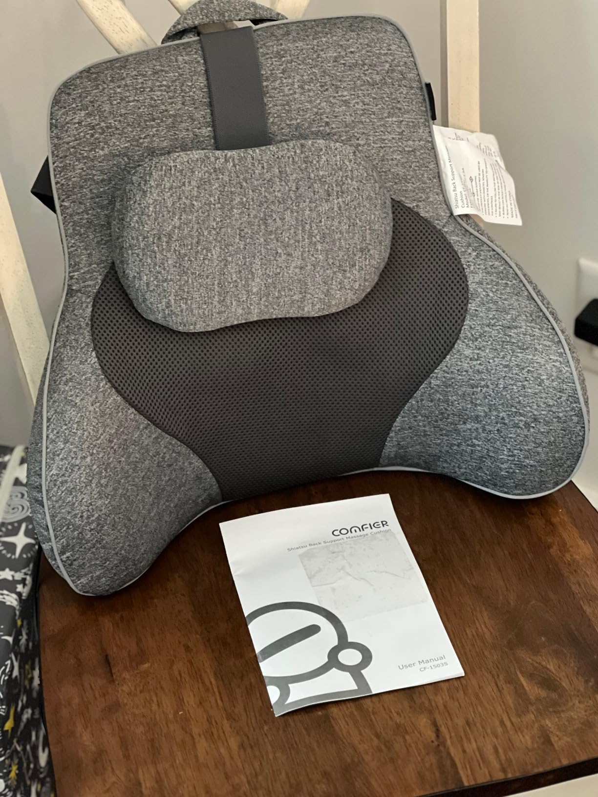 COMFIER Lumbar Support Pillow for Office Chair, Heated Back Support Pillow with 3 Vibration Modes & 3 Intensities, Ergonomic Back Support Cushion for Car,Recliner,Gaming Chair customer photo 2